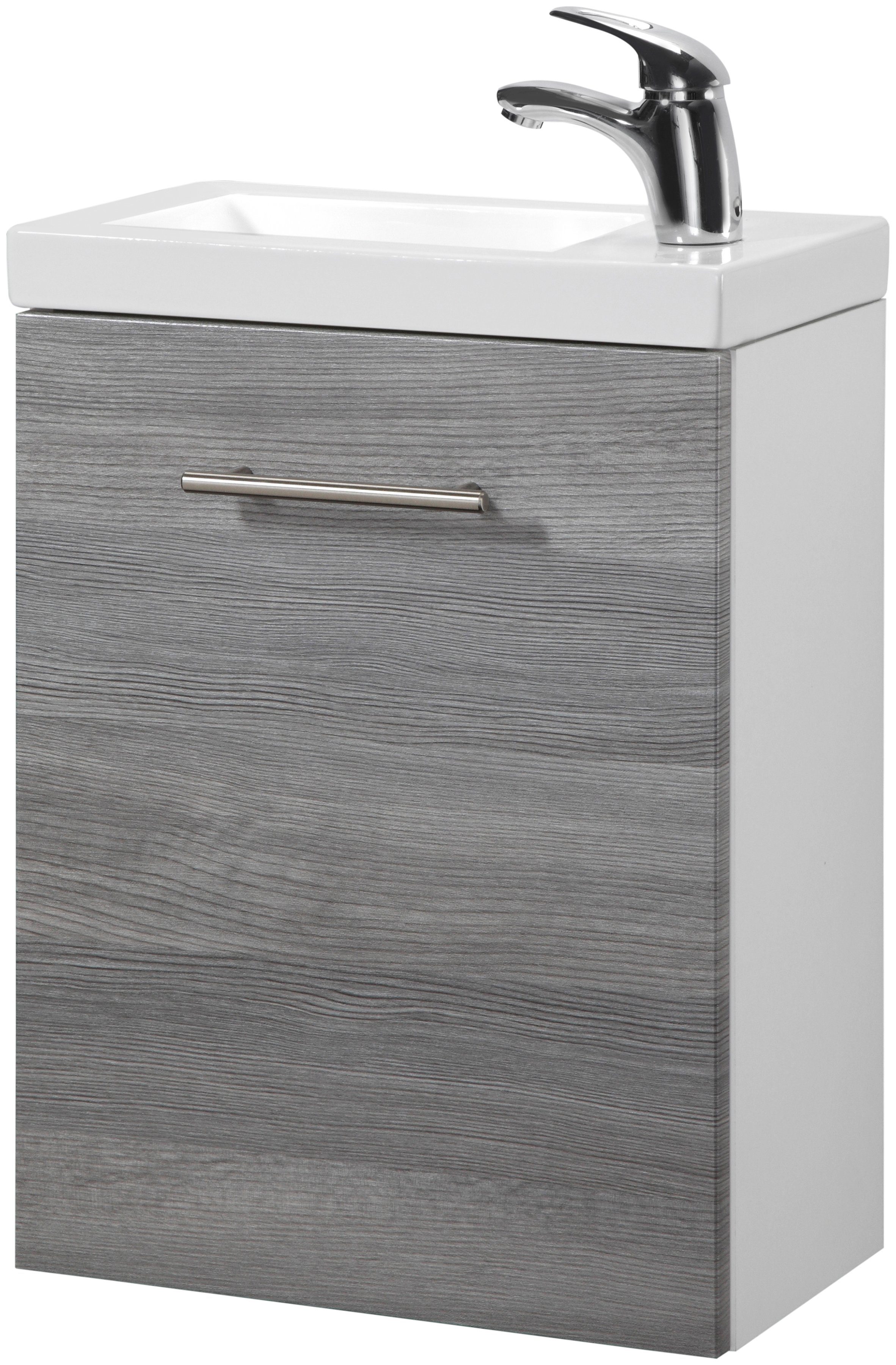 welltime Wastafelmeubel Trento Badkamermeubel breedte 40 cm, gastenbadkamer SlimLine tweede toilet (set, 4-delig)
