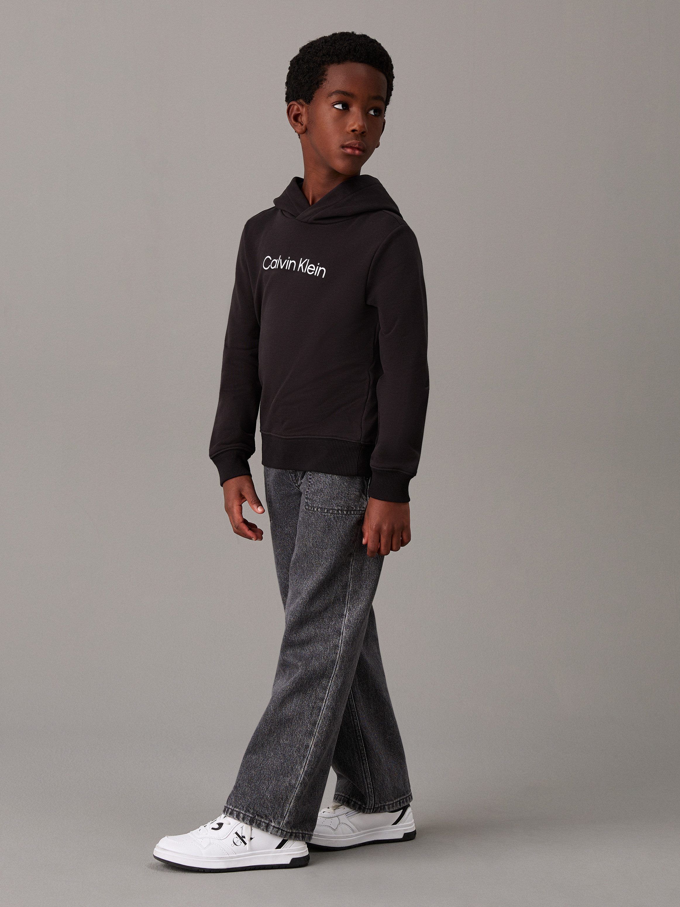 Calvin Klein Hoodie INST. LOGO REG. TERRY HOODIE voor kinderen tot 16 jaar en met logo-opdruk