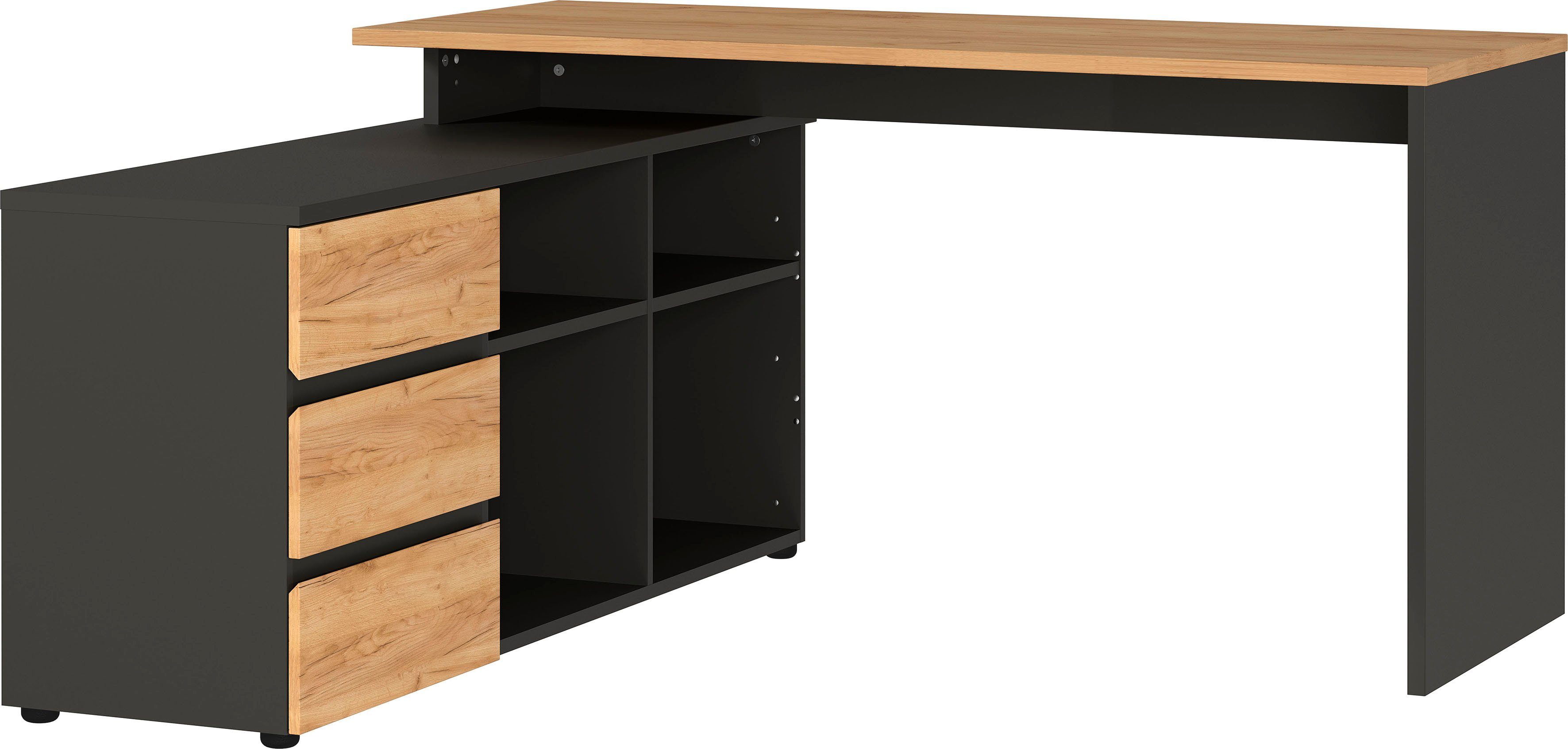 GERMANIA Hoekbureau GW-Lissabon hoekbureau met geïntegreerd dressoir, rechts of links te monteren