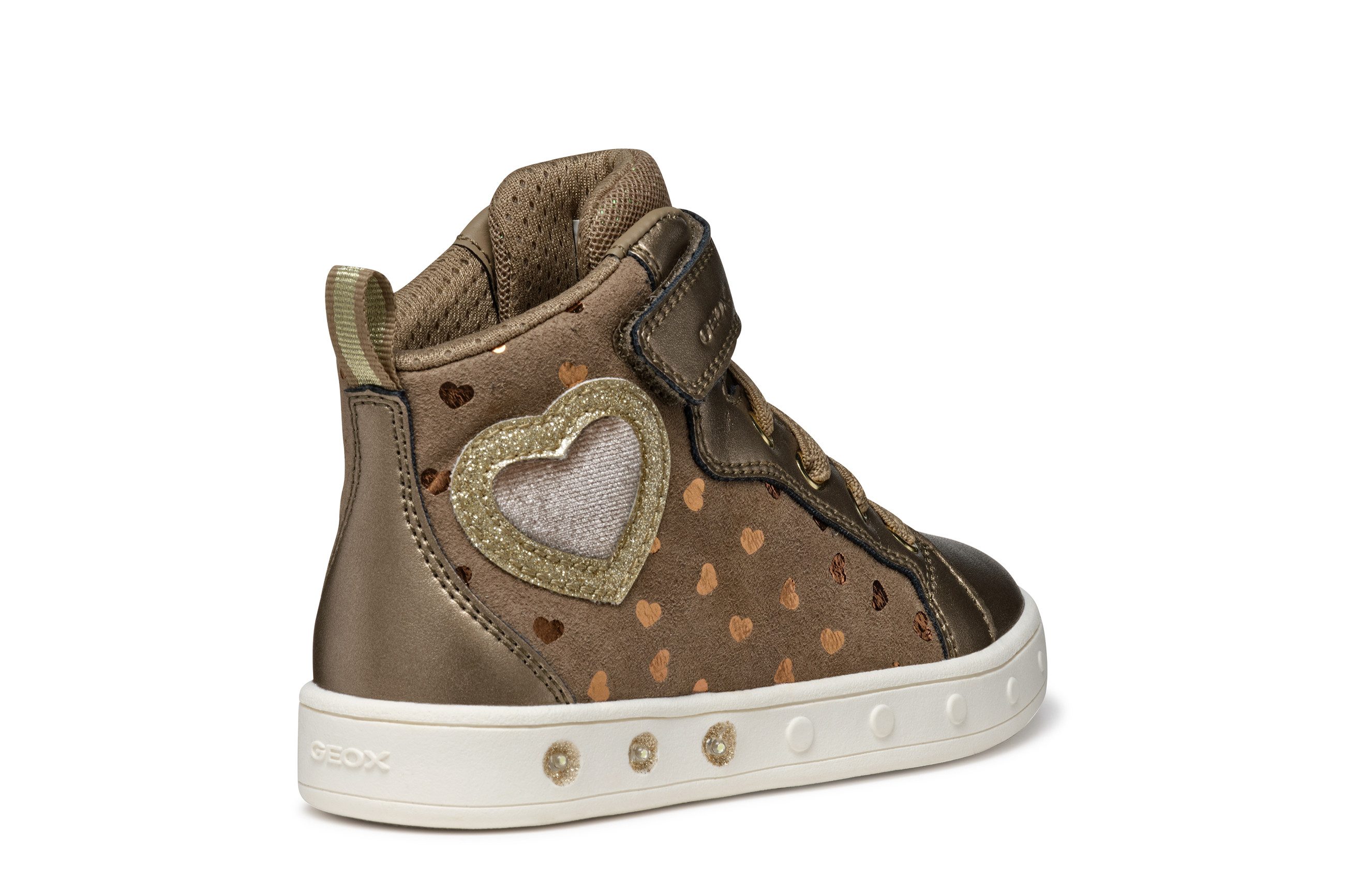 Geox Sneakers J SKYLIN GIRL Knipperschoen Veterboots met glitter, blinkfunctie, maatsjabloon om te downloaden