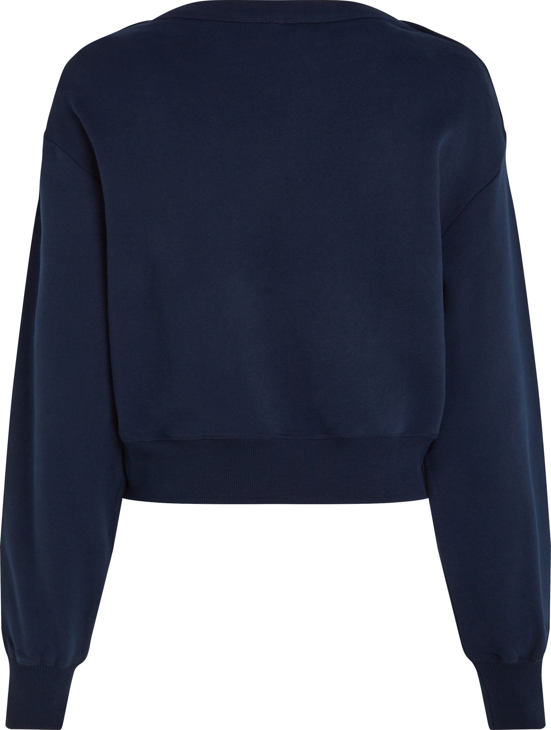 Tommy Hilfiger Curve Sweatshirt CRV GOLD BTN BOAT-NK SWTSHRT in grote maten met goudkleurige knop u-boot halslijn