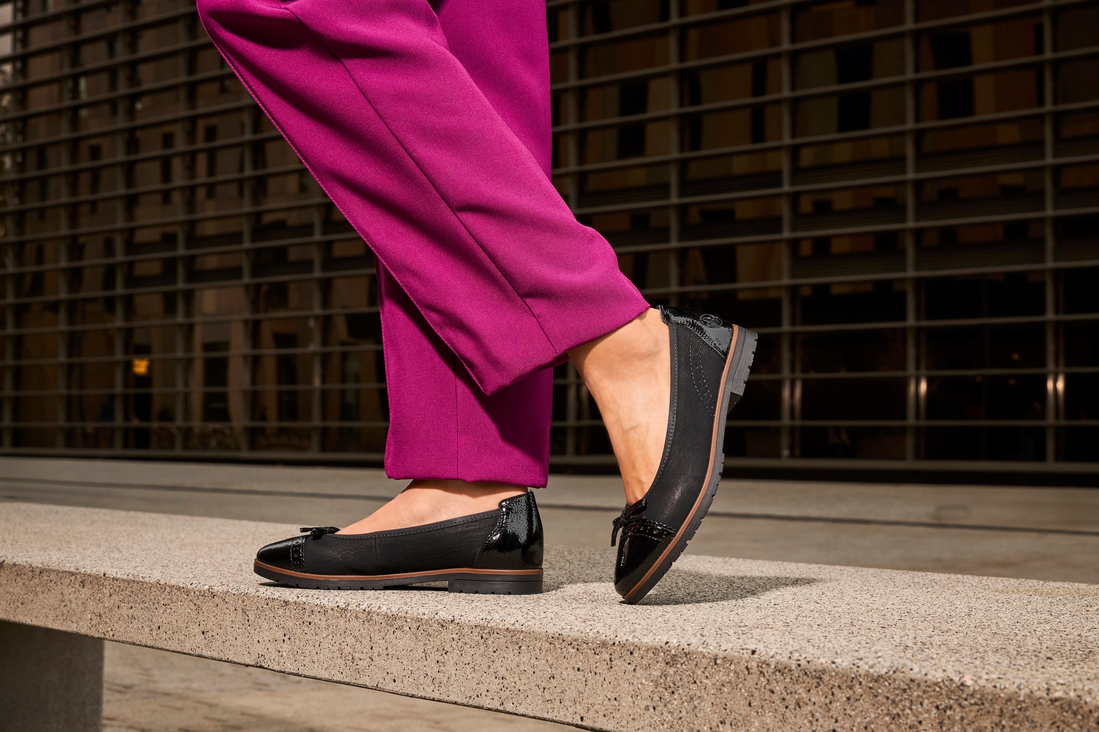Rieker Ballerina's , loafer, instapschoen, flats, instapschoen, zakelijke schoen met strik