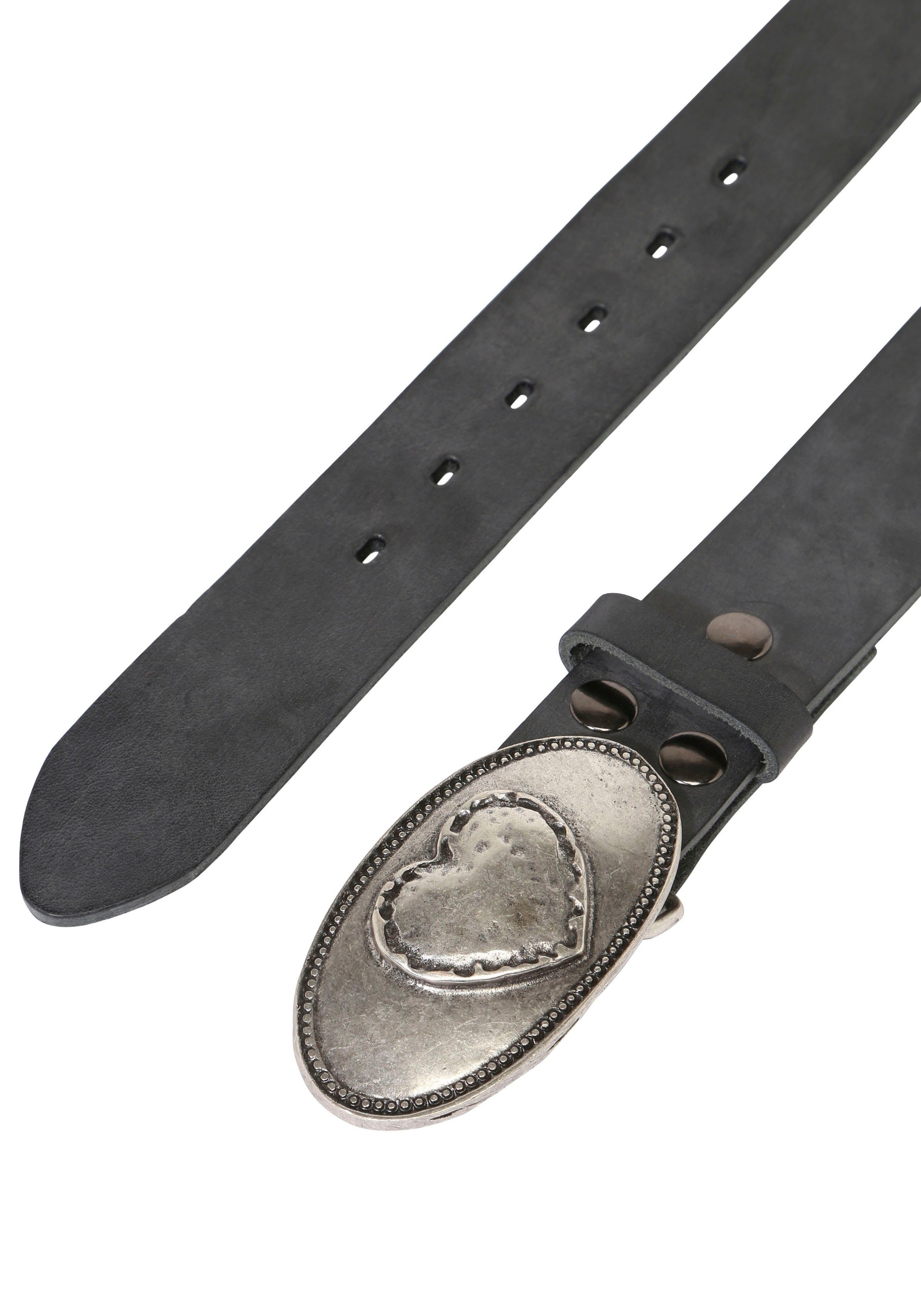 RETTUNGSRING by showroom 019° Leren riem met verwisselbare sluiting "hart ovaal"