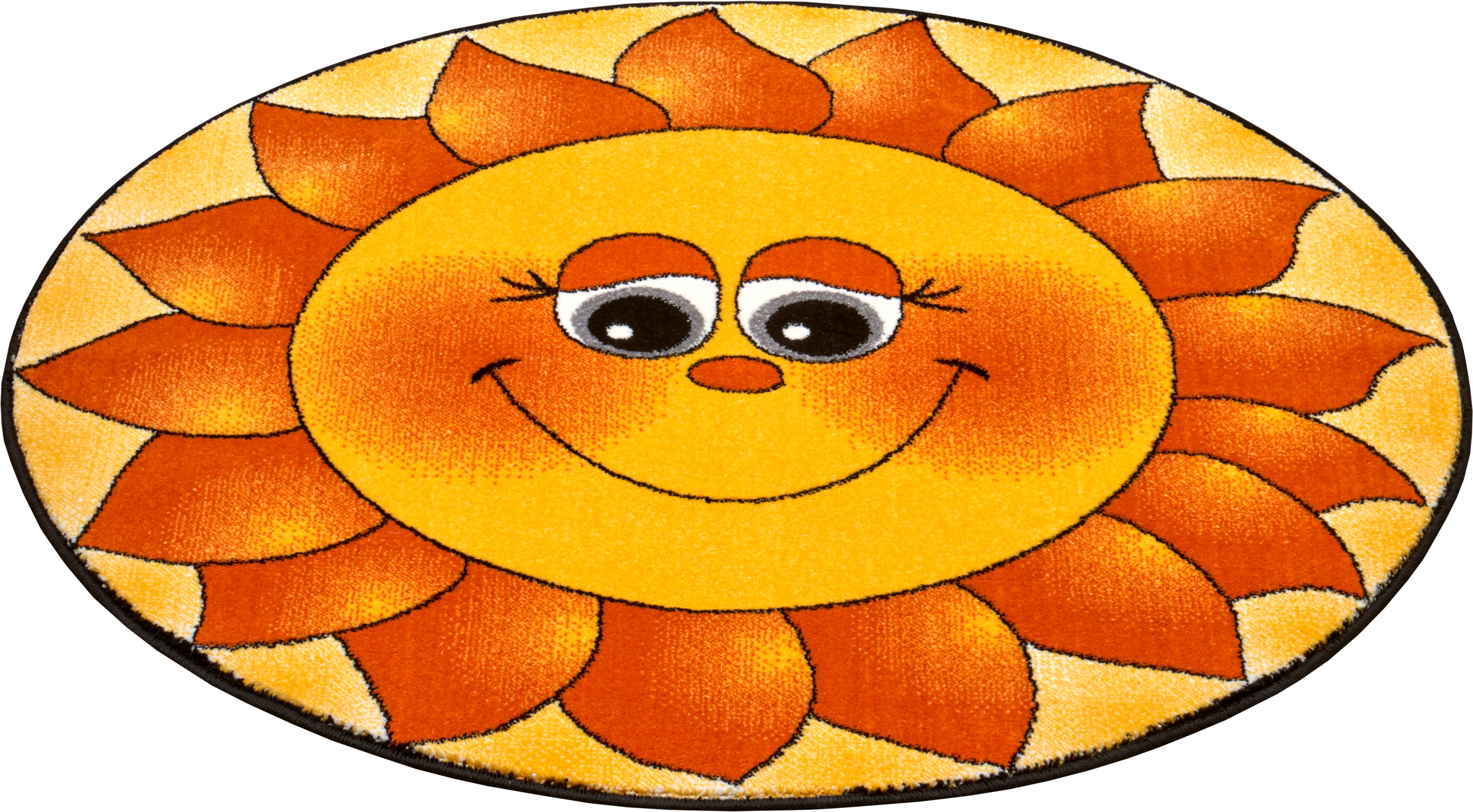 Rond kindervloerkleed zon - geel/oranje 80 cm rond