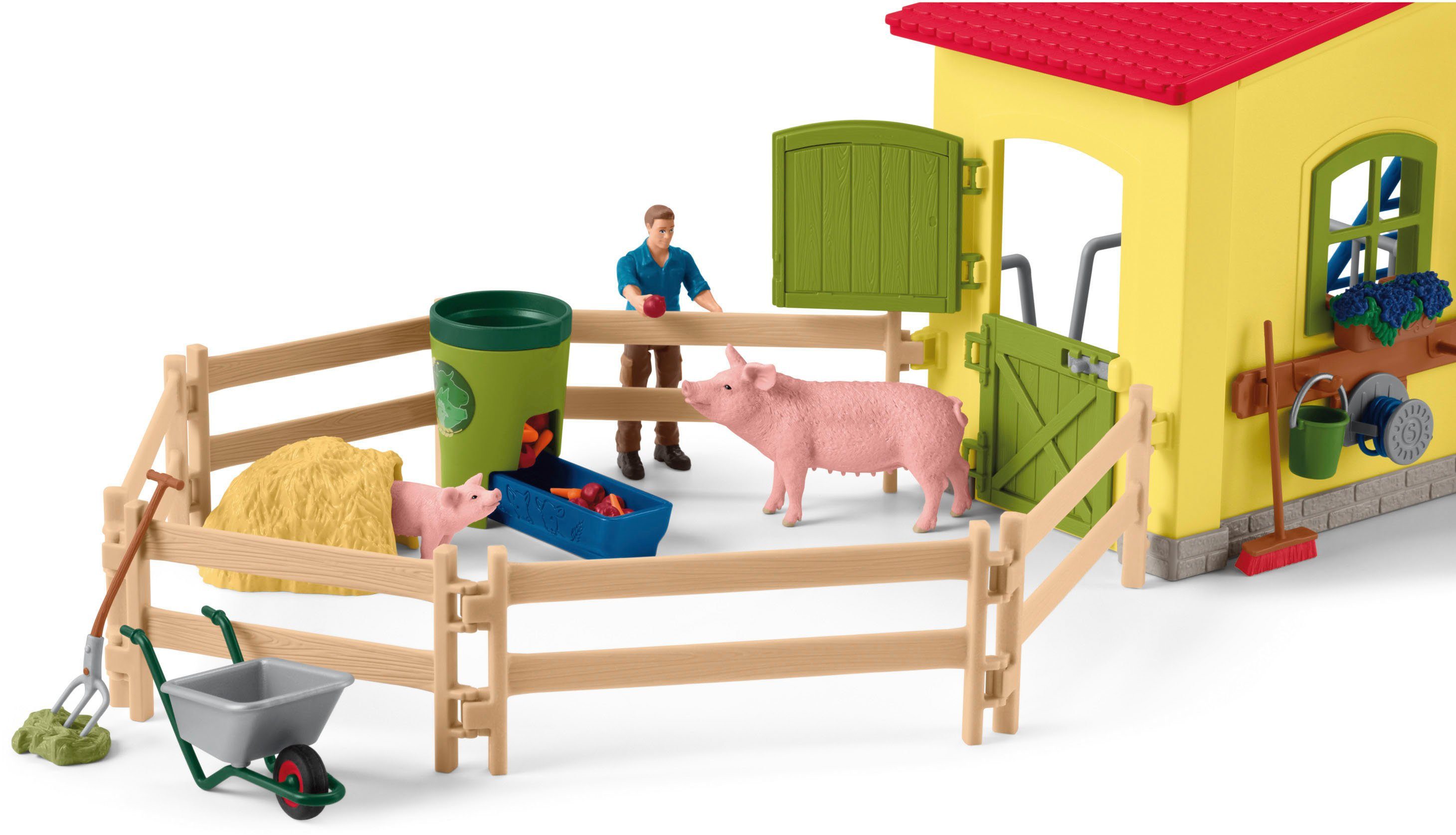 Schleich® Speelwereld FARM WORLD, Grote stal met dieren en accessoires (42605)