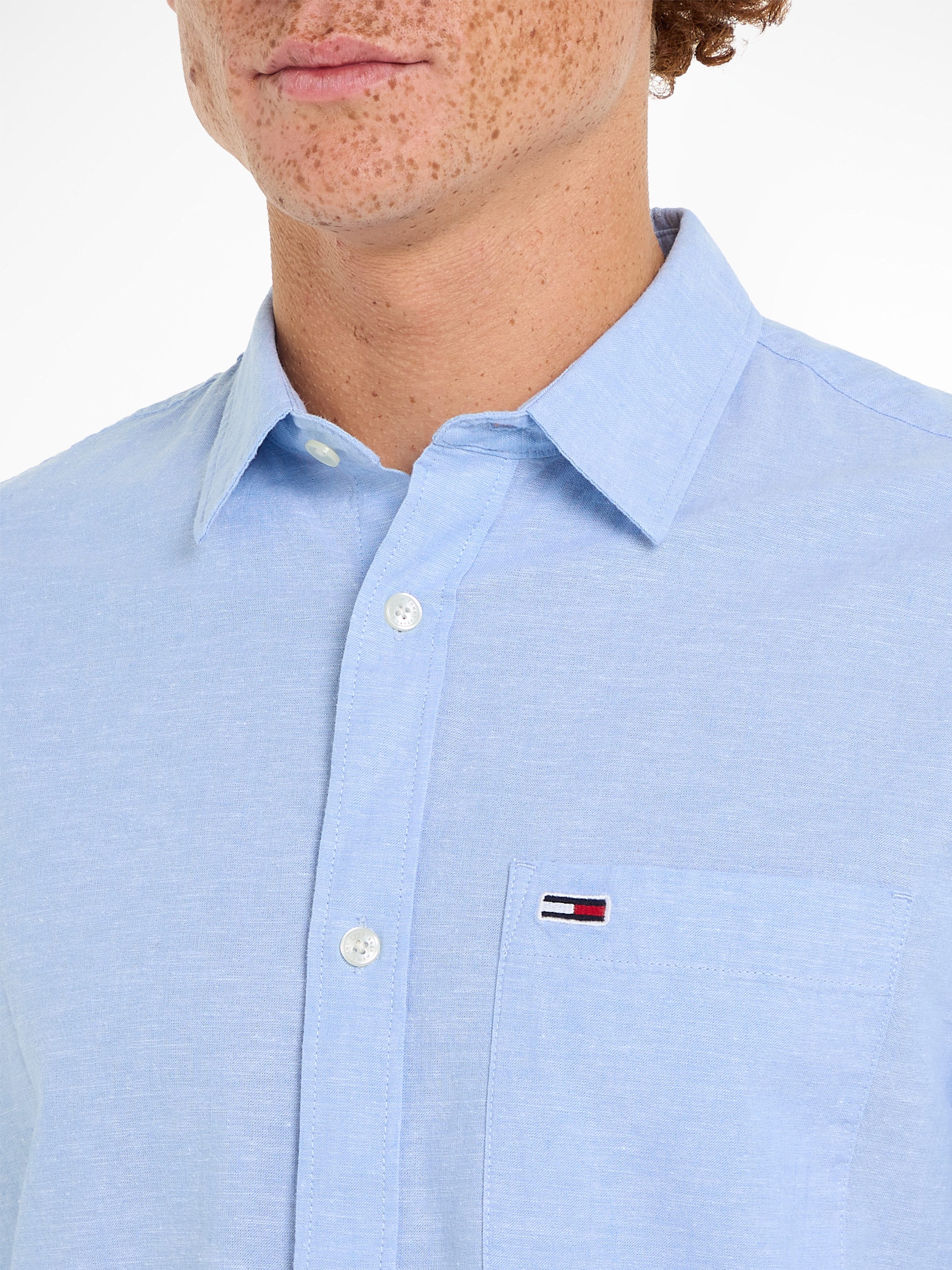 TOMMY JEANS Overhemd met korte mouwen TJM REG LINEN BLEND SS SHIRT