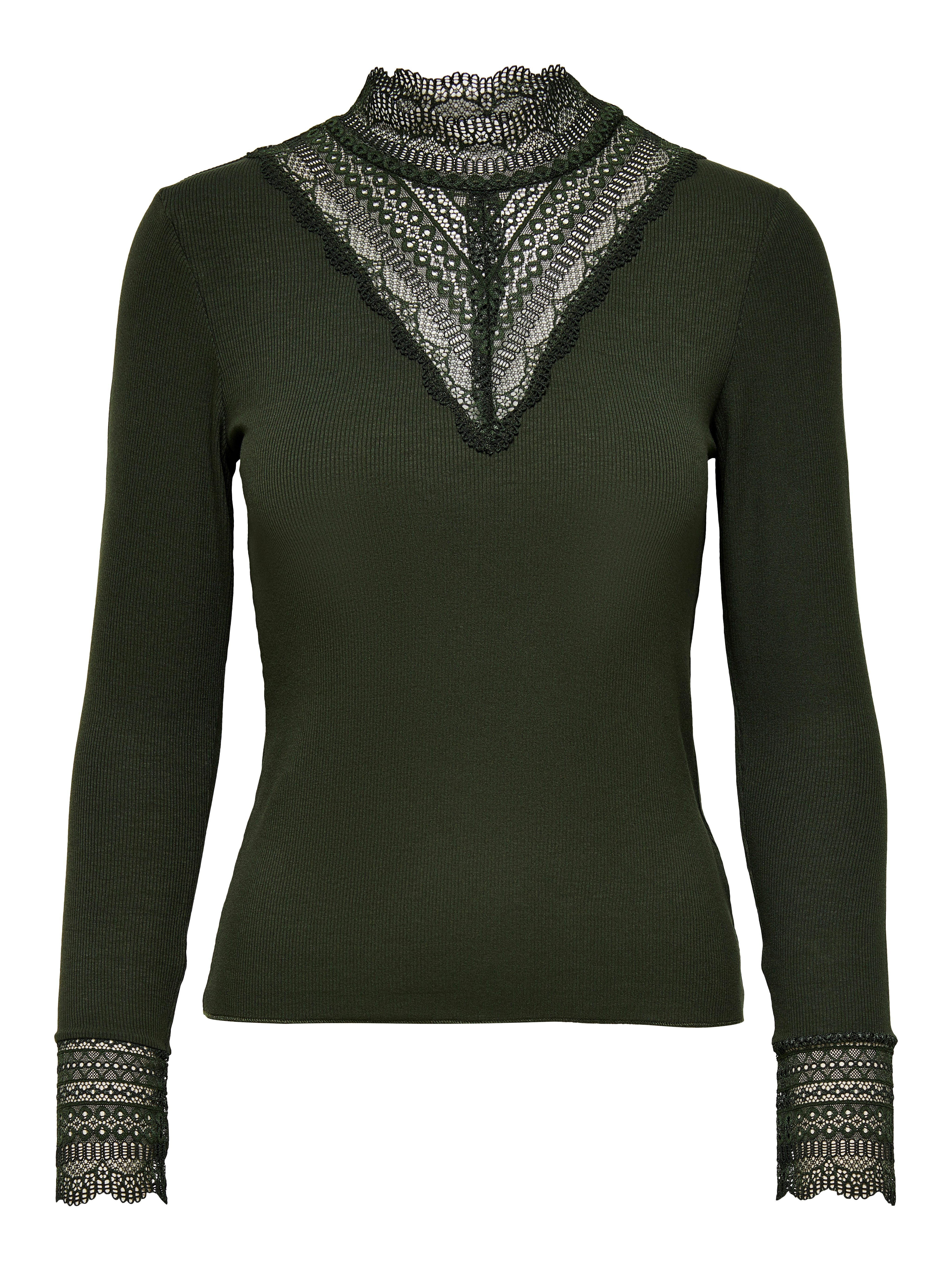 Only Kanten shirt ONLTILDE L/S HIGH NECK LACE TOP JRS