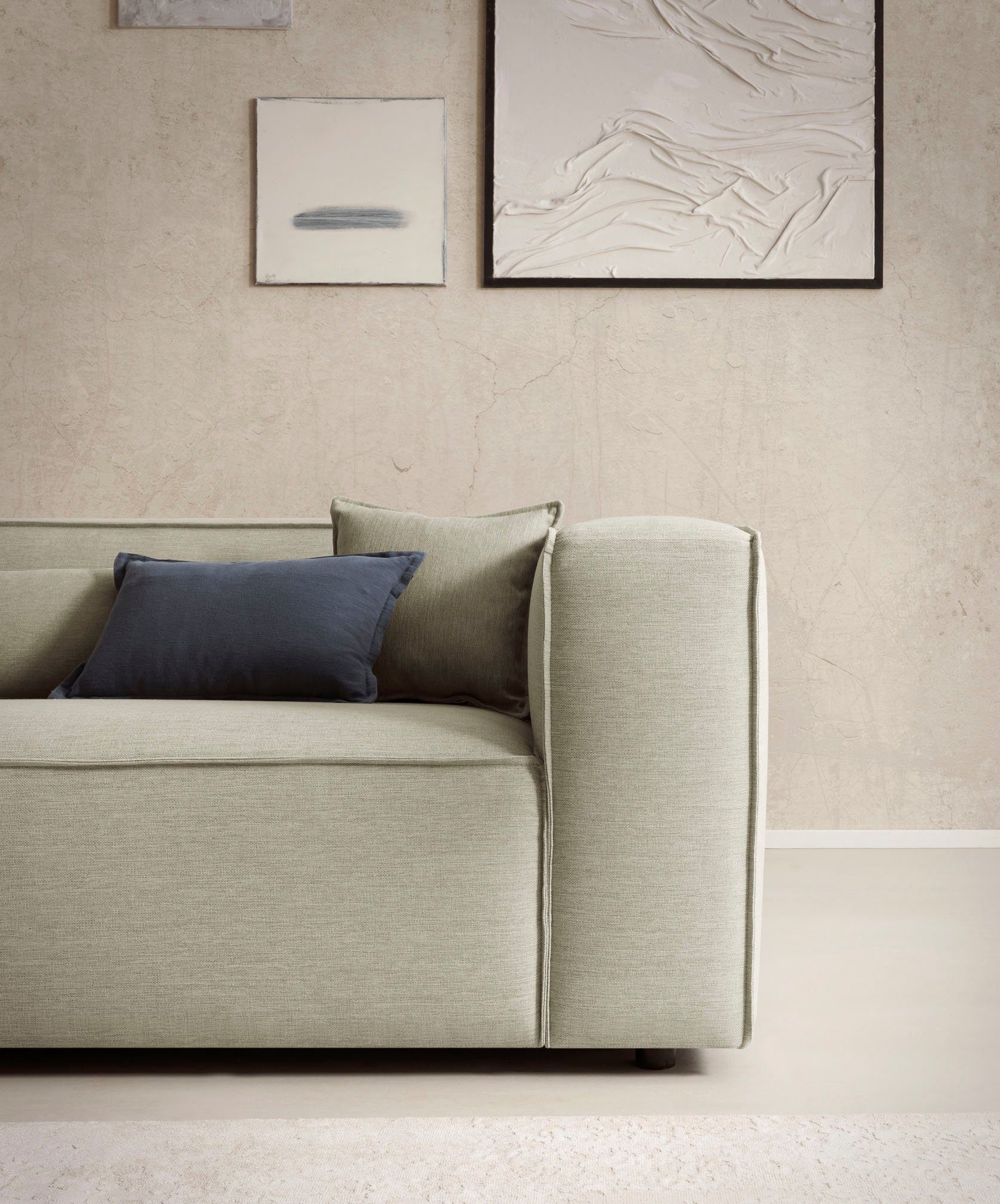 LeGer Home by Lena Gercke Hoekbank PIARA XXL, Big-sofa in cord of linnenlook, L-vorm, met biesnaad