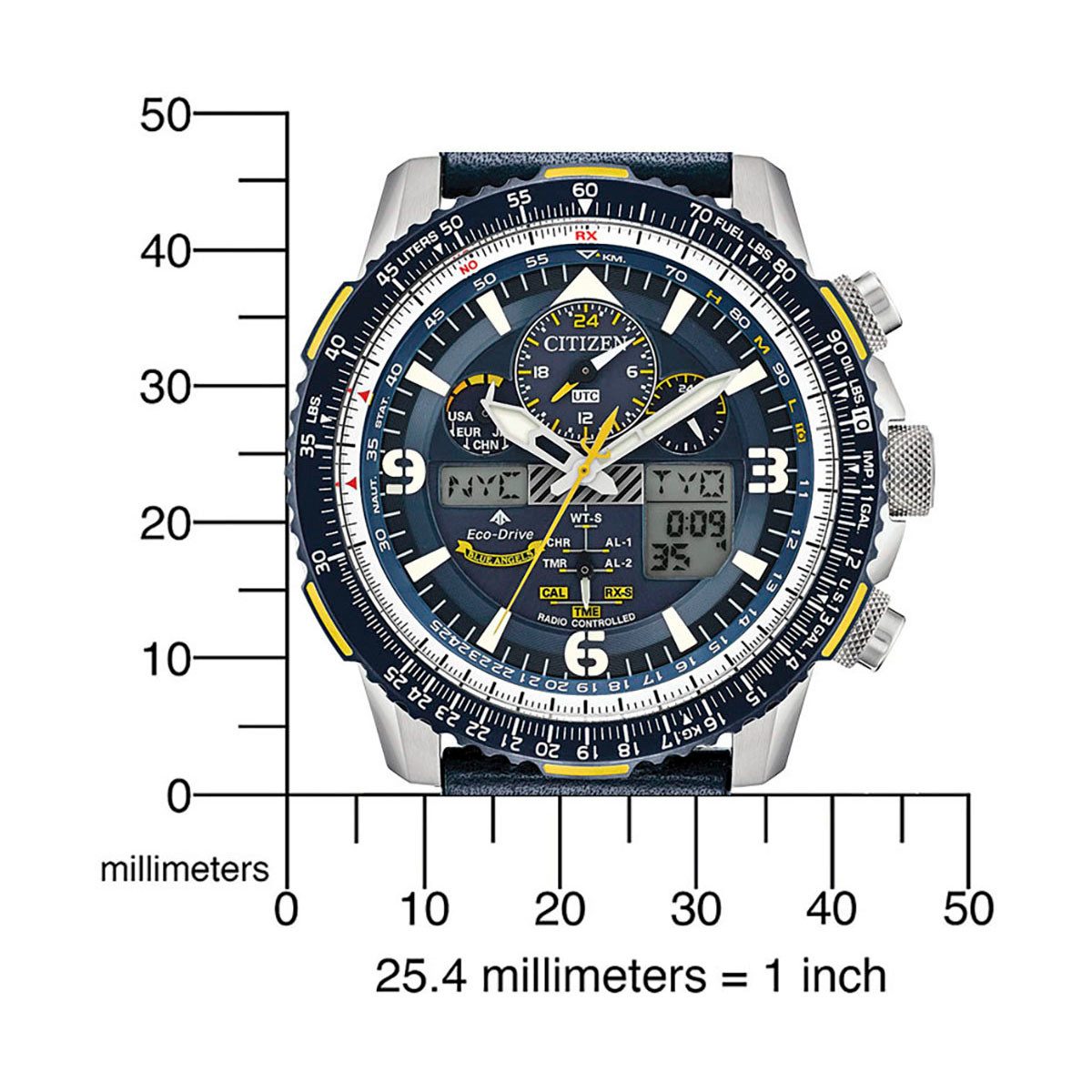 Citizen Radiografische chronograaf Promaster Skyhawk "Blue Angels" Polshorloge, herenhorloge, solar, stopwatchfunctie, roestvrijstalen band