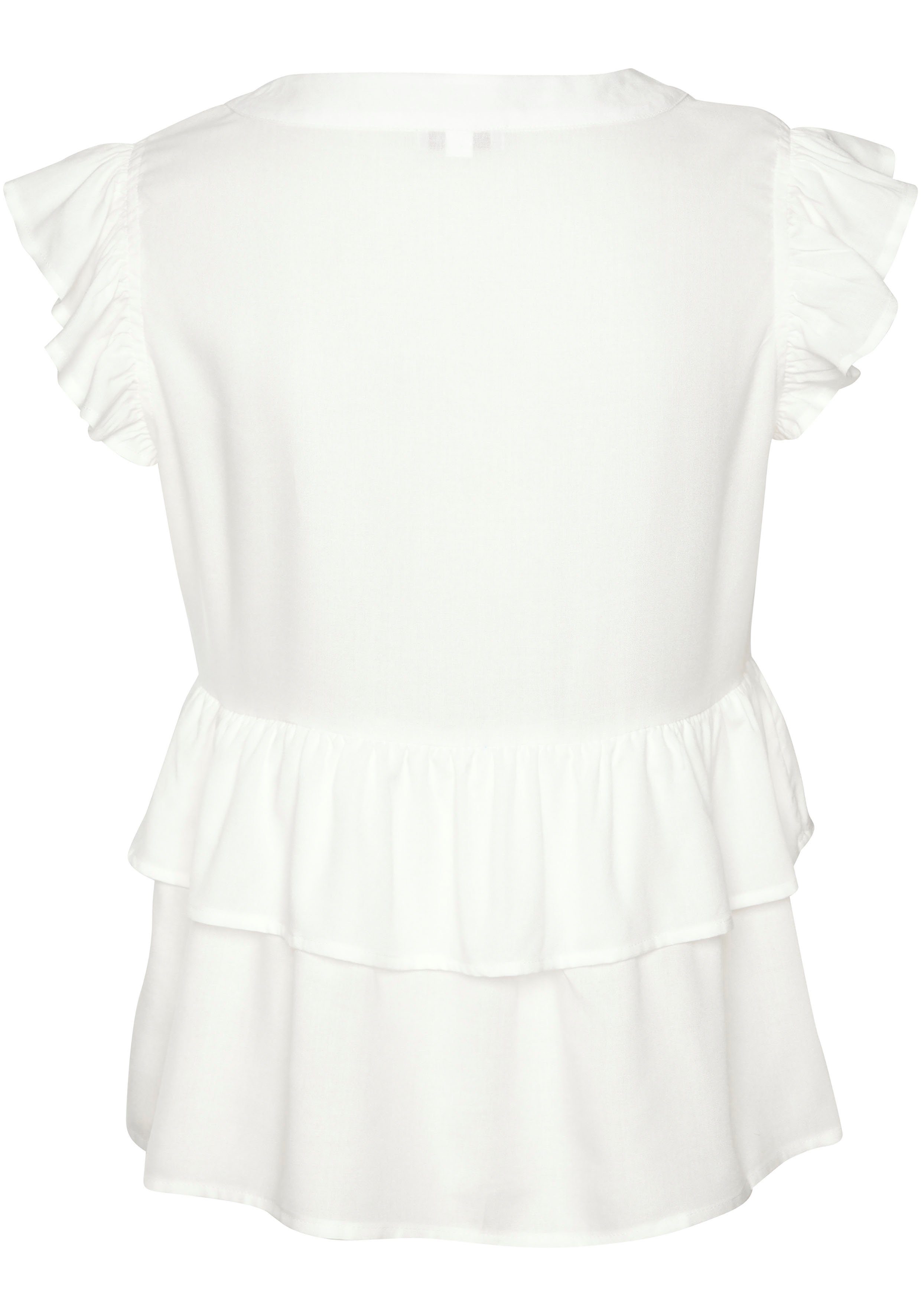 Lascana Blouse met ruches met korte mouwen zomerse blouse met knoopsluiting en volant