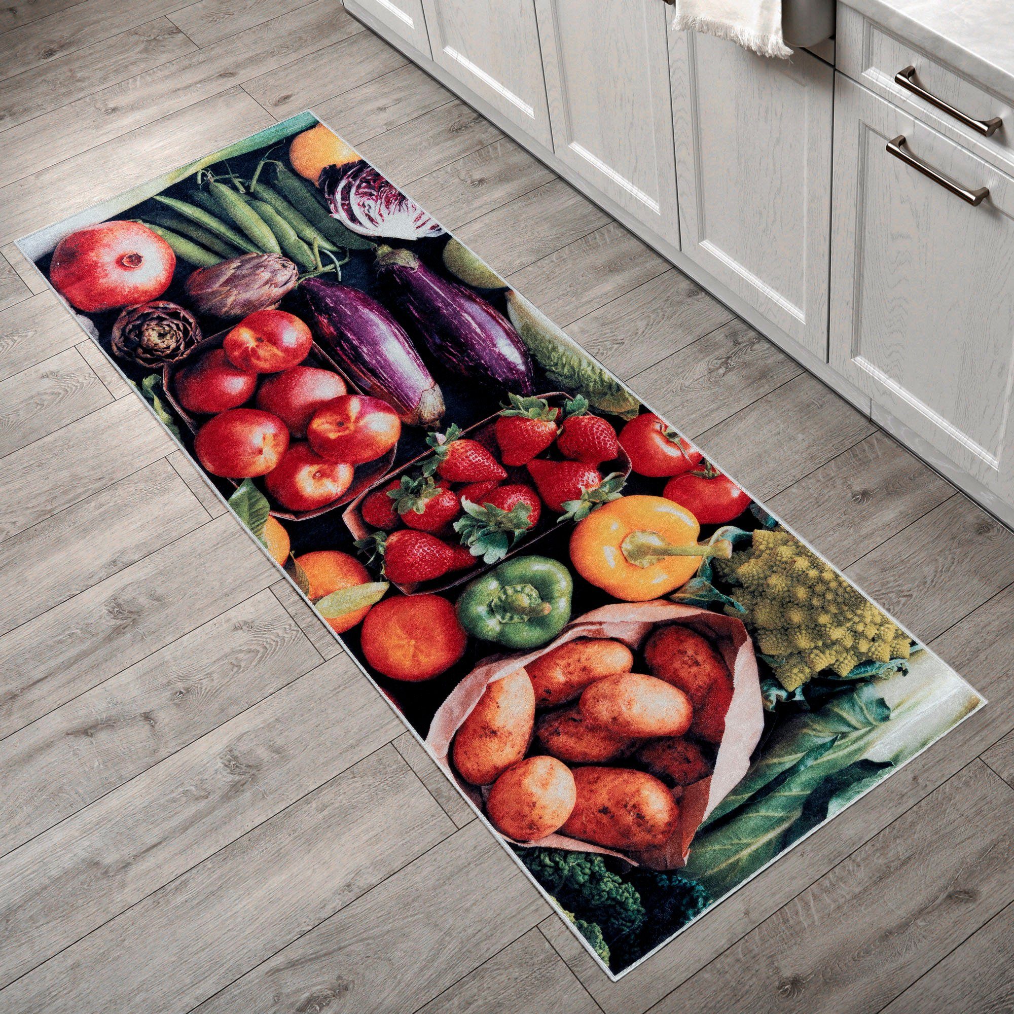 Sehrazat Vloerkleed Kitchen 3080 Keukenloper, keukentapijt, motief groenten, wasbaar