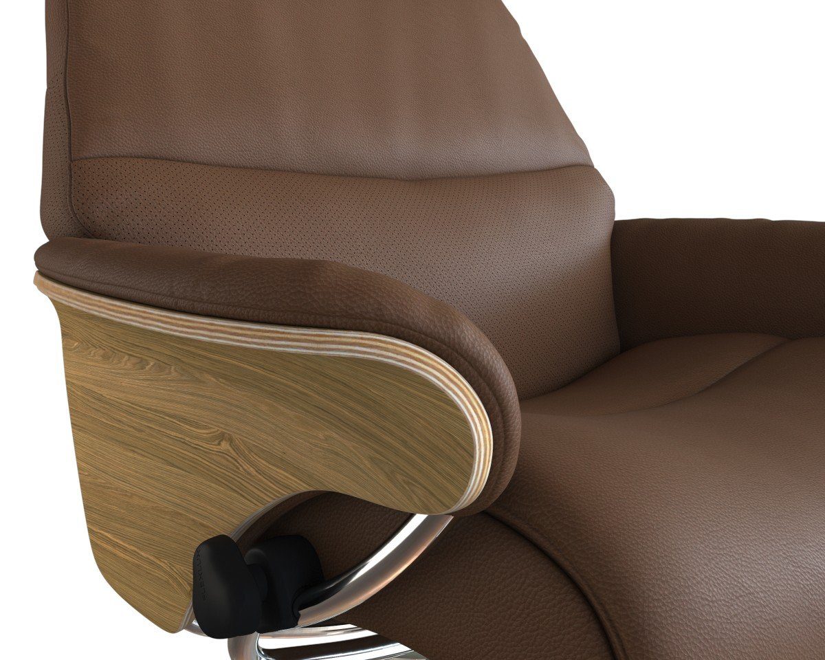 FLEXLUX Relaxfauteuil Aarhus, functionele stoel, gestoffeerde stoel, armleuning, TV-fauteuil, Relaxfunctie & hoofd- en rugverstelling, armleuning eiken, voet aluminium