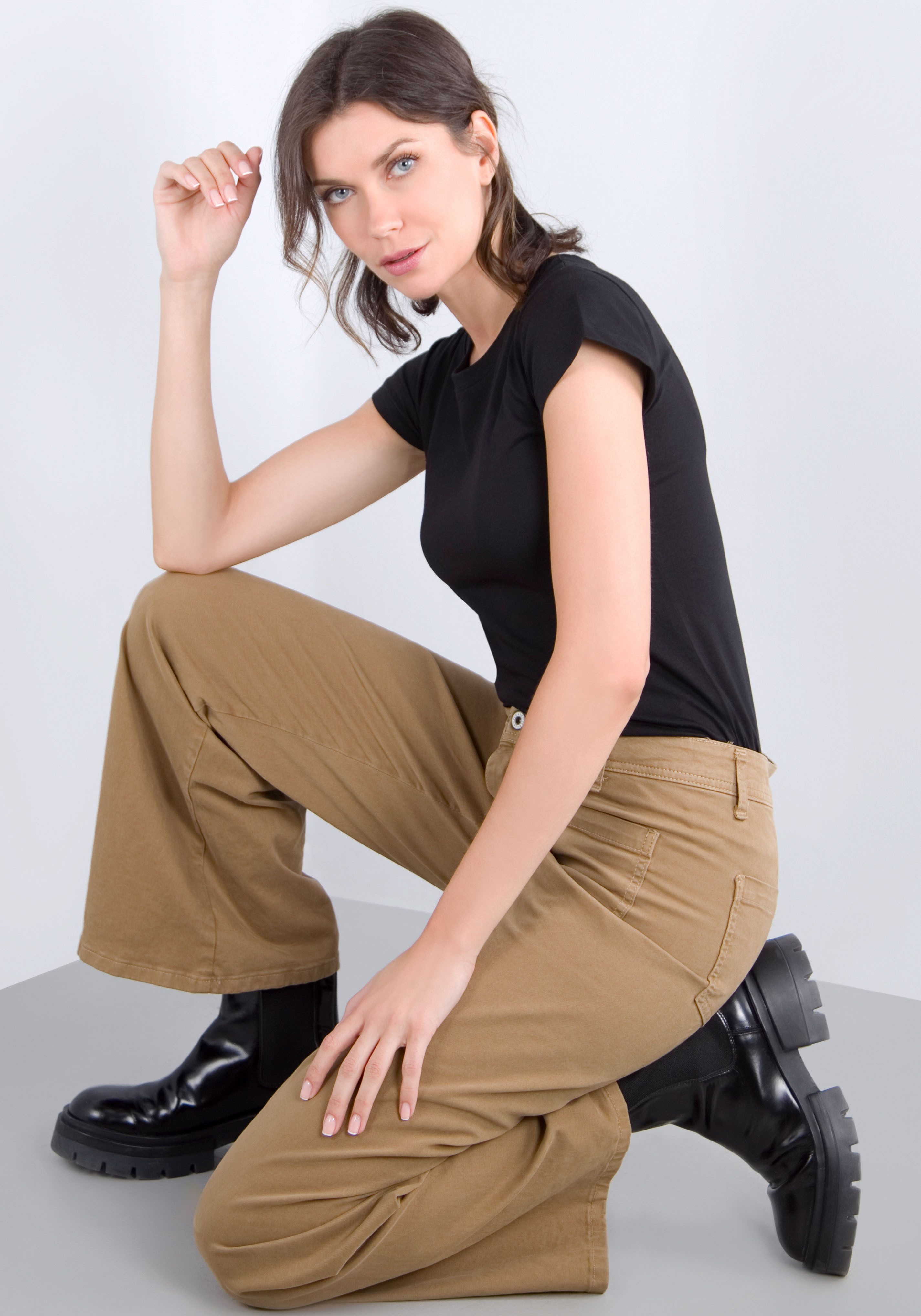 Please Jeans Broek met wijde pijpen van hoogwaardige katoenmix met stretch