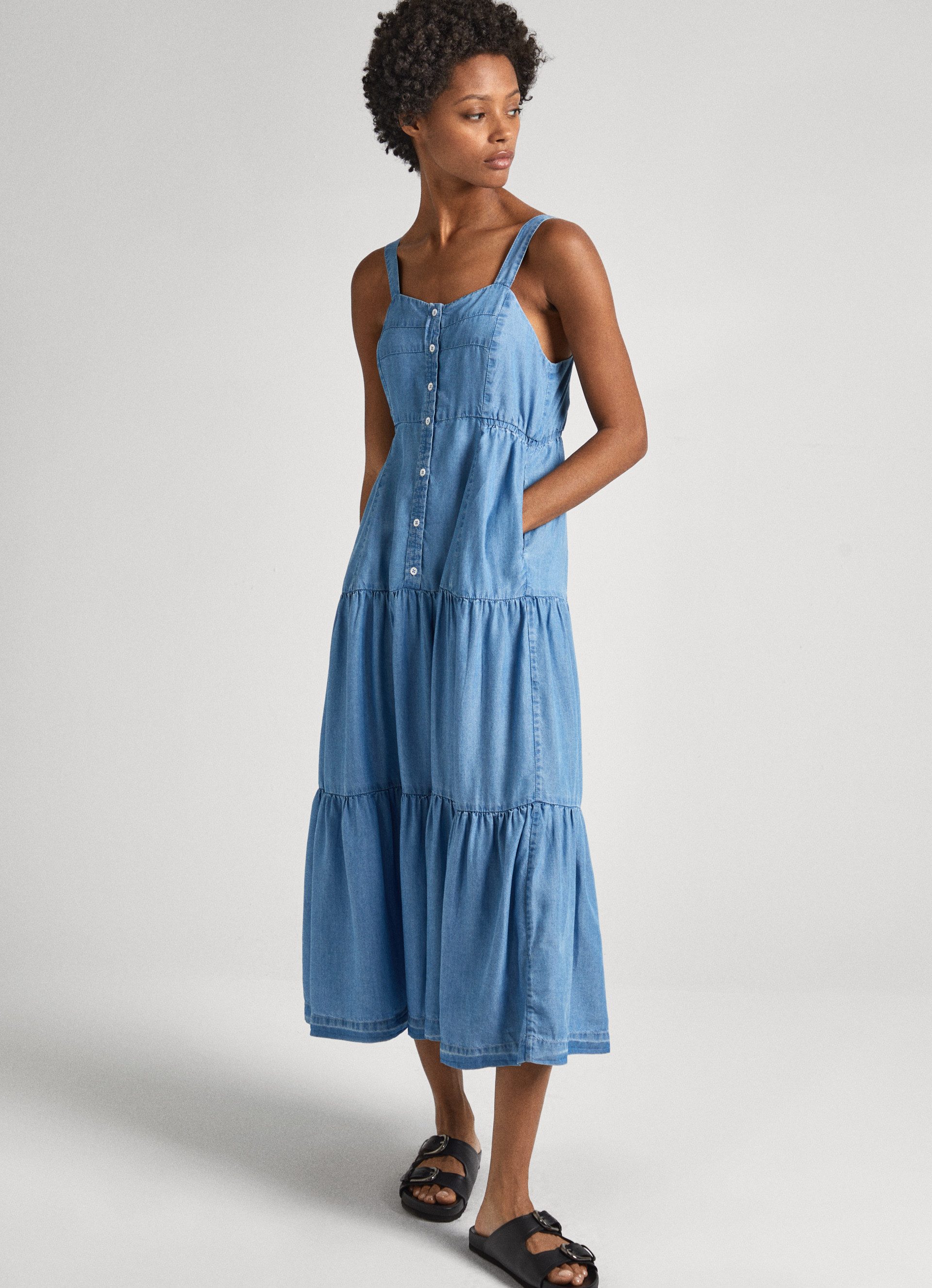 Pepe Jeans Zomerjurk EDITH in jeanslook, van zomerse kwaliteit