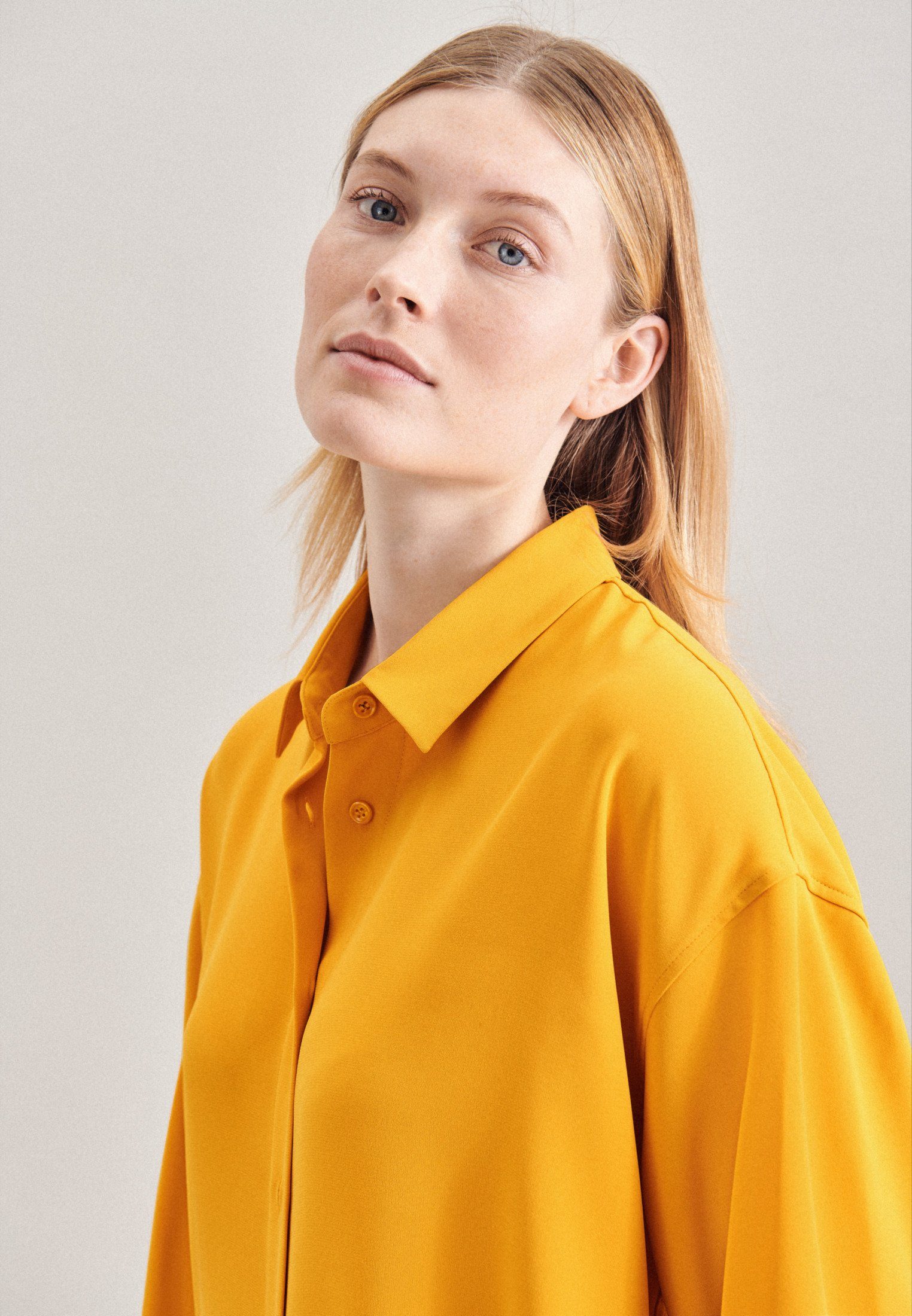 seidensticker Lange blouse Zwarte roos Lange mouwen kraag uni