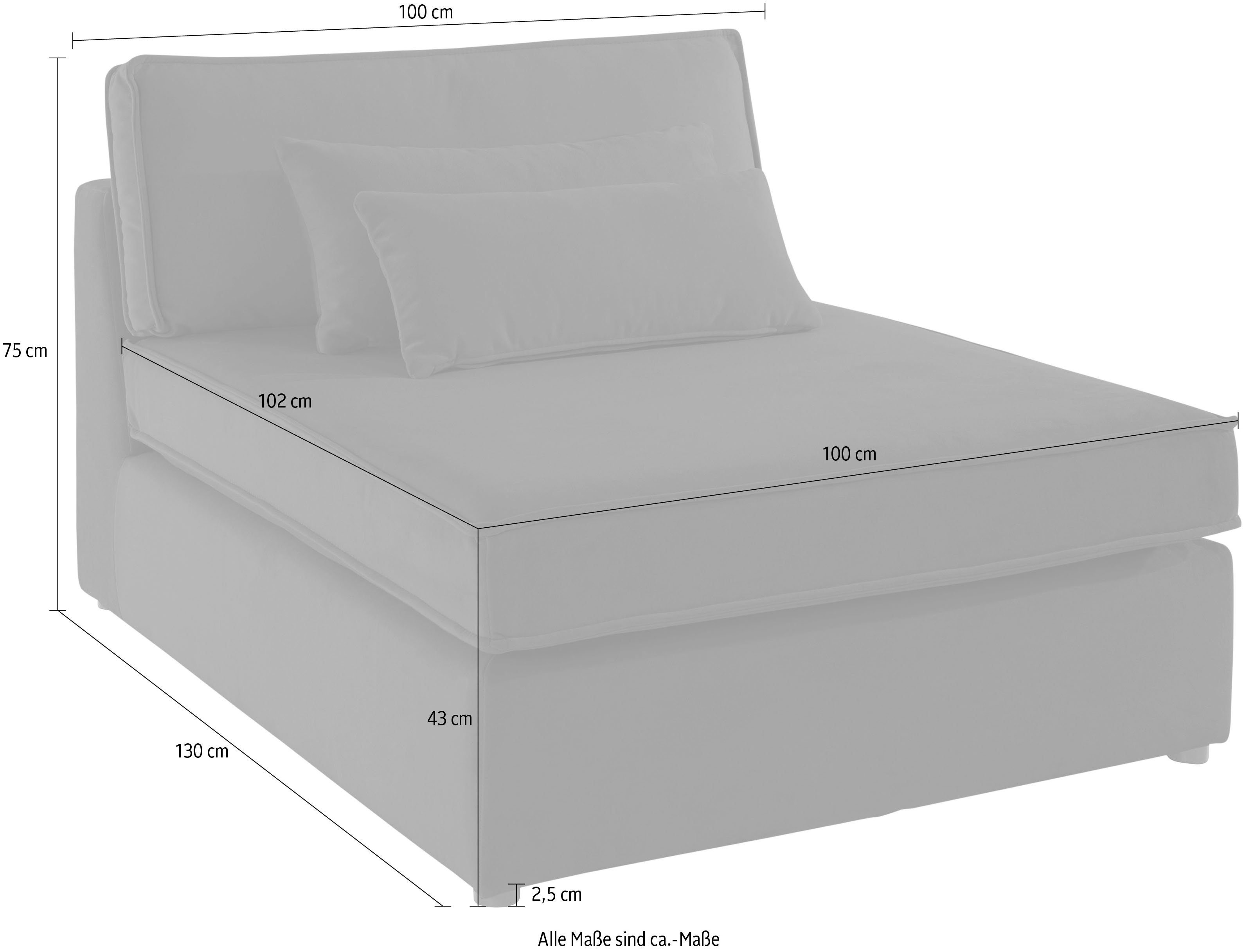 RAUM.ID Bank-middenelement Enid Deel van een modulaire bank, stevig zitcomfort, ook in breedribcord