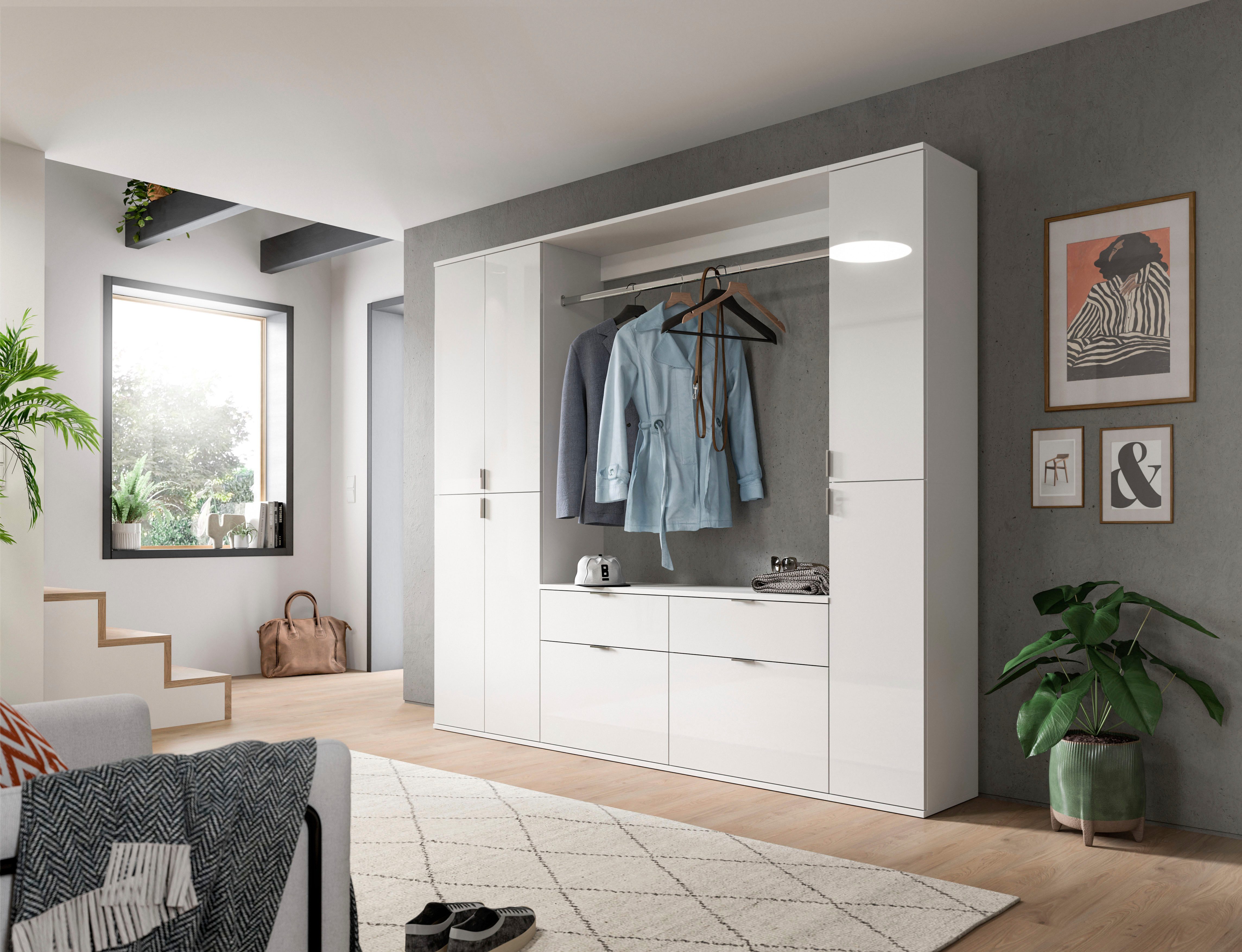 INOSIGN Halmeubelset Trondheim, Breedte 212 cm, 5-delig, bestaande uit: 2x garderobekast, 1 commode, 1 kledingstang, 1 legplank (set, 4-delig)