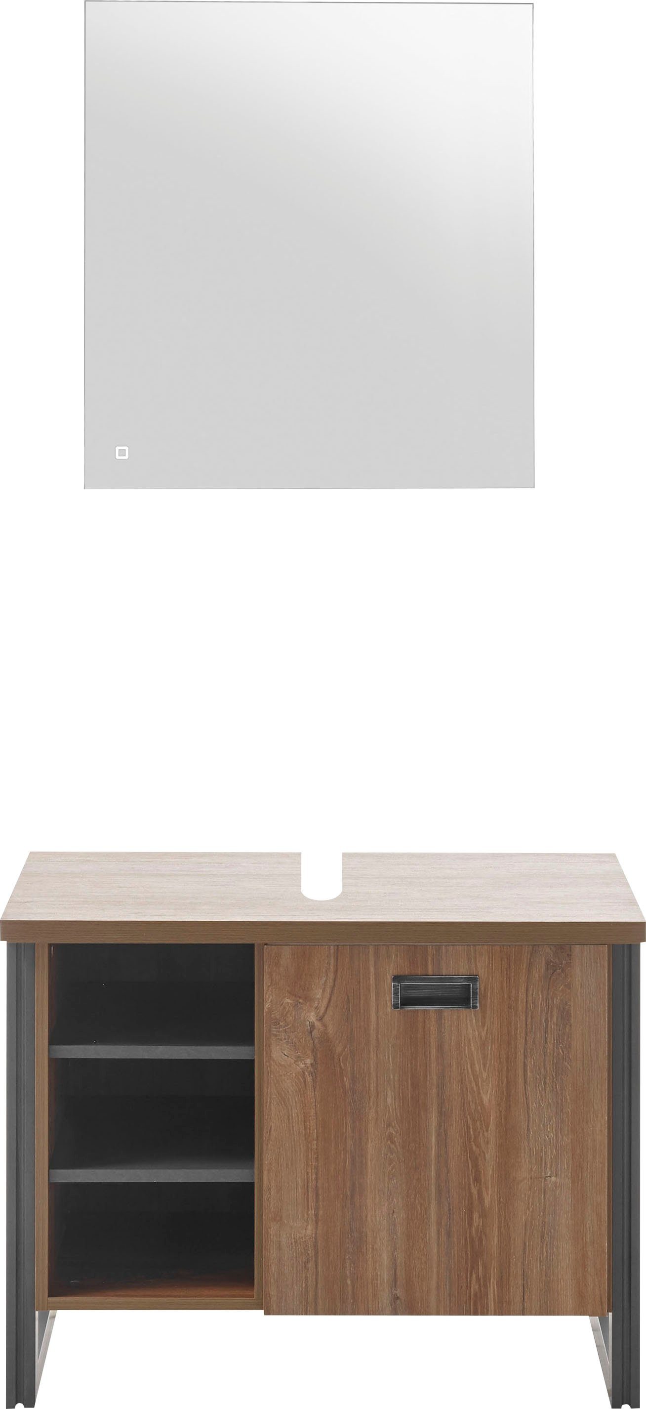 Home affaire Badkamerserie Detroit, badkamer in industriële stijl, incl. LED, 2-delig badkamer (2-delig)