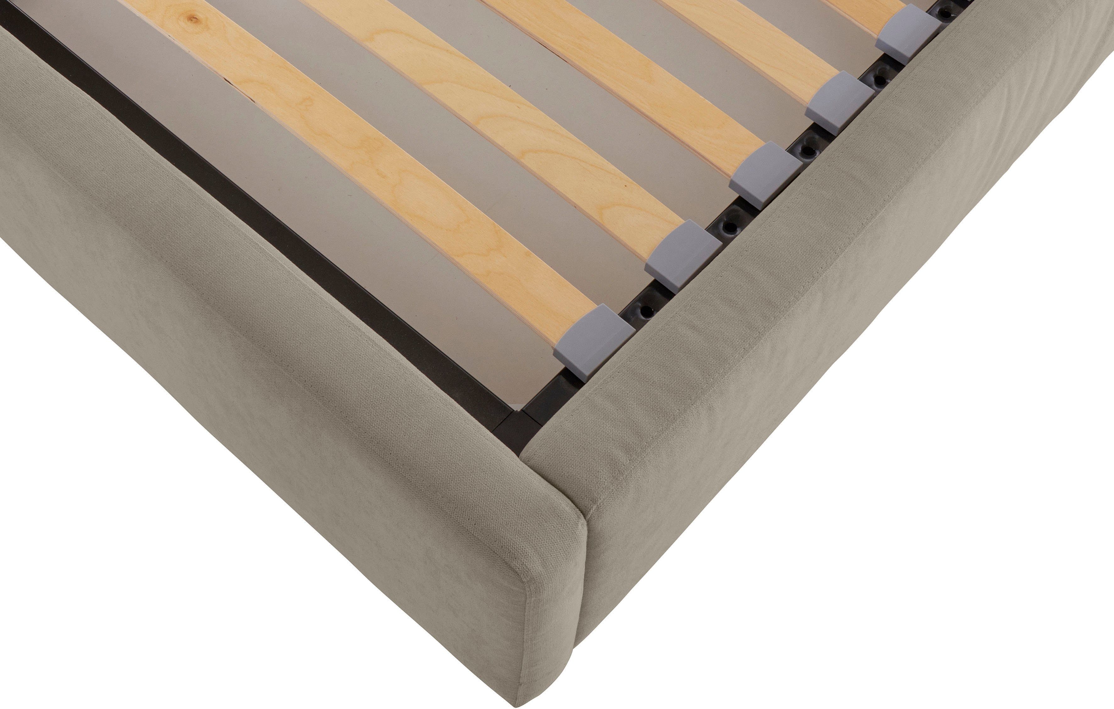 Leonique Gestoffeerd bed LOUANNE met mooie capitonnage aan de achterkant, met bedkist