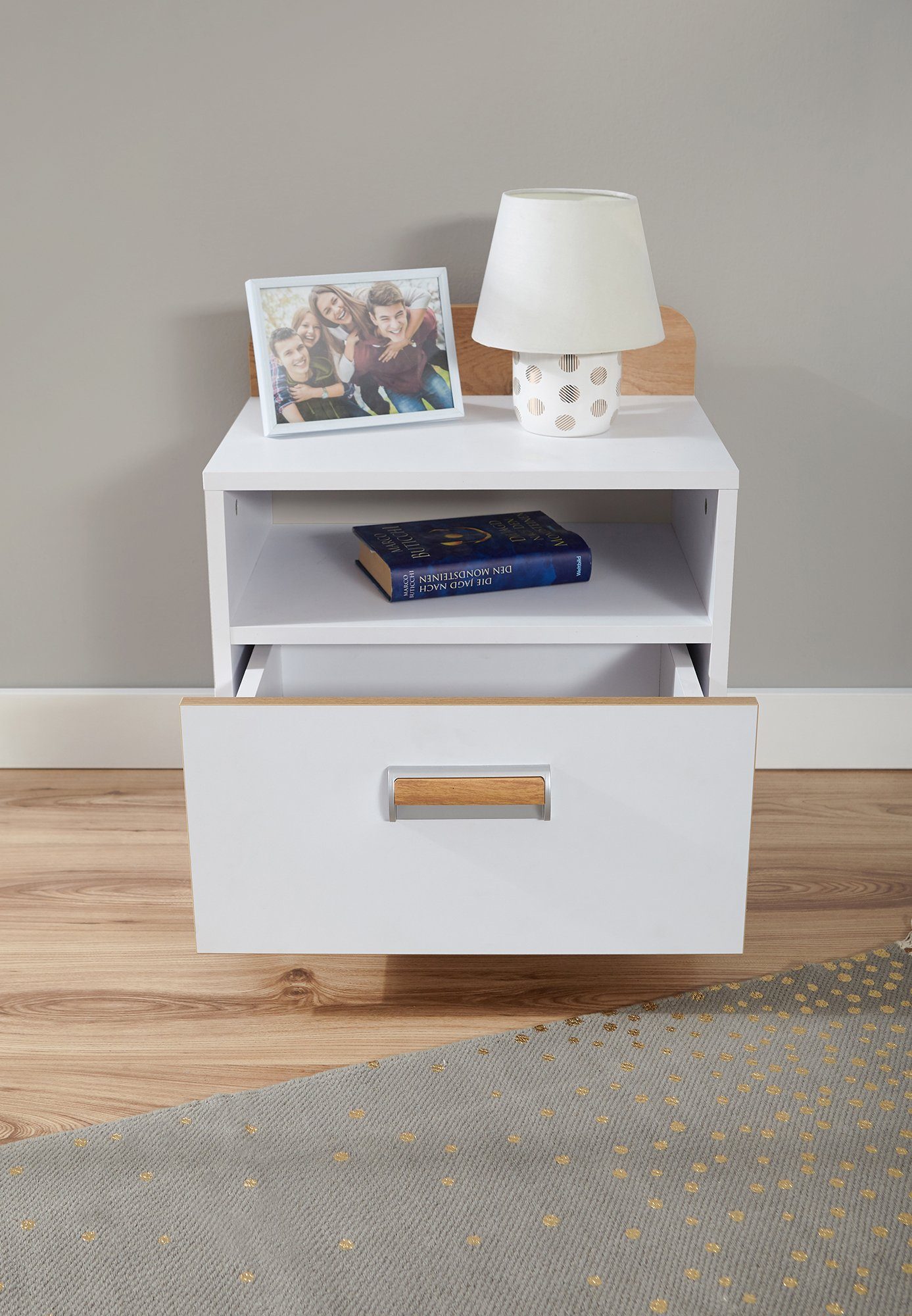 Ticaa Tienerkamerset Lori Bed + kast + bureau + staand rek + wandrek + nachtkastje (set, 6-delig)