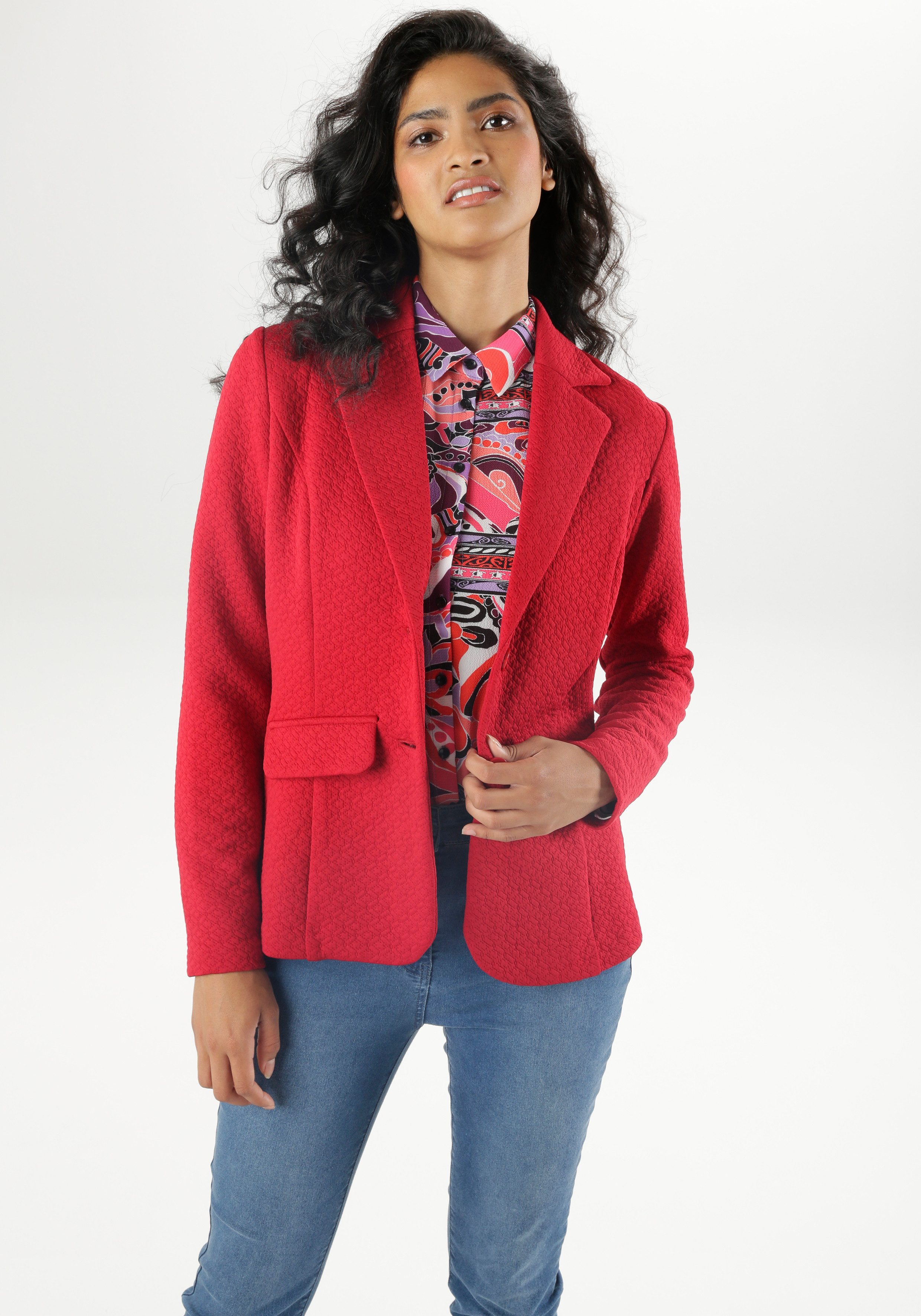 Aniston SELECTED Jerseyblazer met structuurmotief