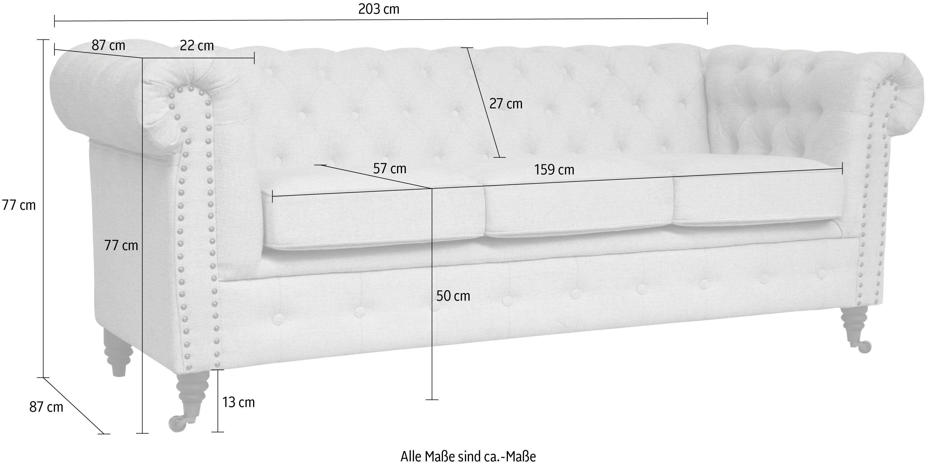 Home affaire Chesterfield-bank Aarburg luxueuze capitonnage en siernagels in chesterfield-design
