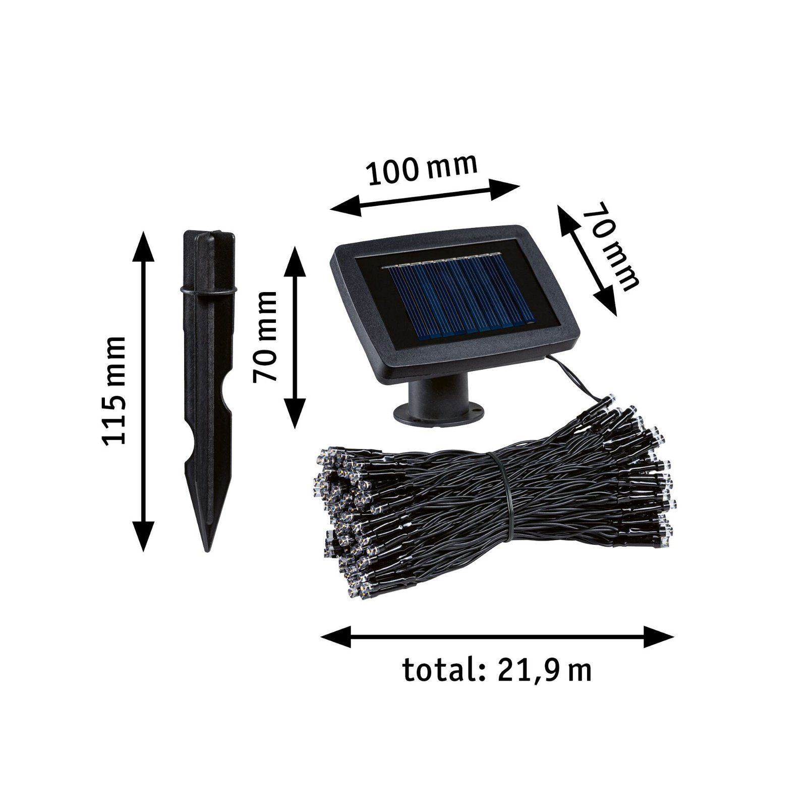 Paulmann Led-tuinlamp Solar Lichtketting Aurinka IP44 3000K 0lm/m Zwart (1 stuk)