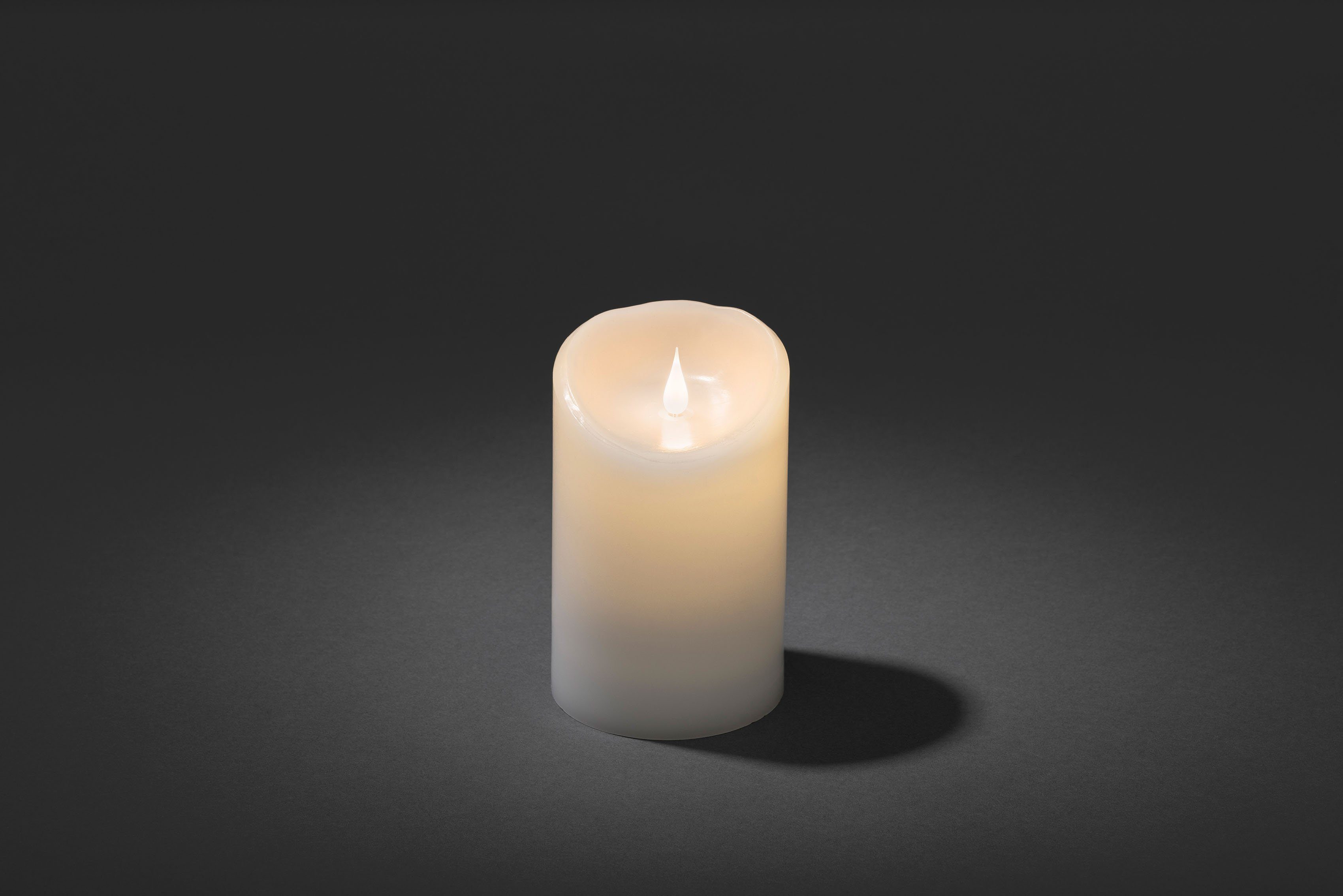 KONSTSMIDE Led-kaars van echte was, wit, met 3D vlam, ø 10 cm, hoogte: 16 cm (1-delig)