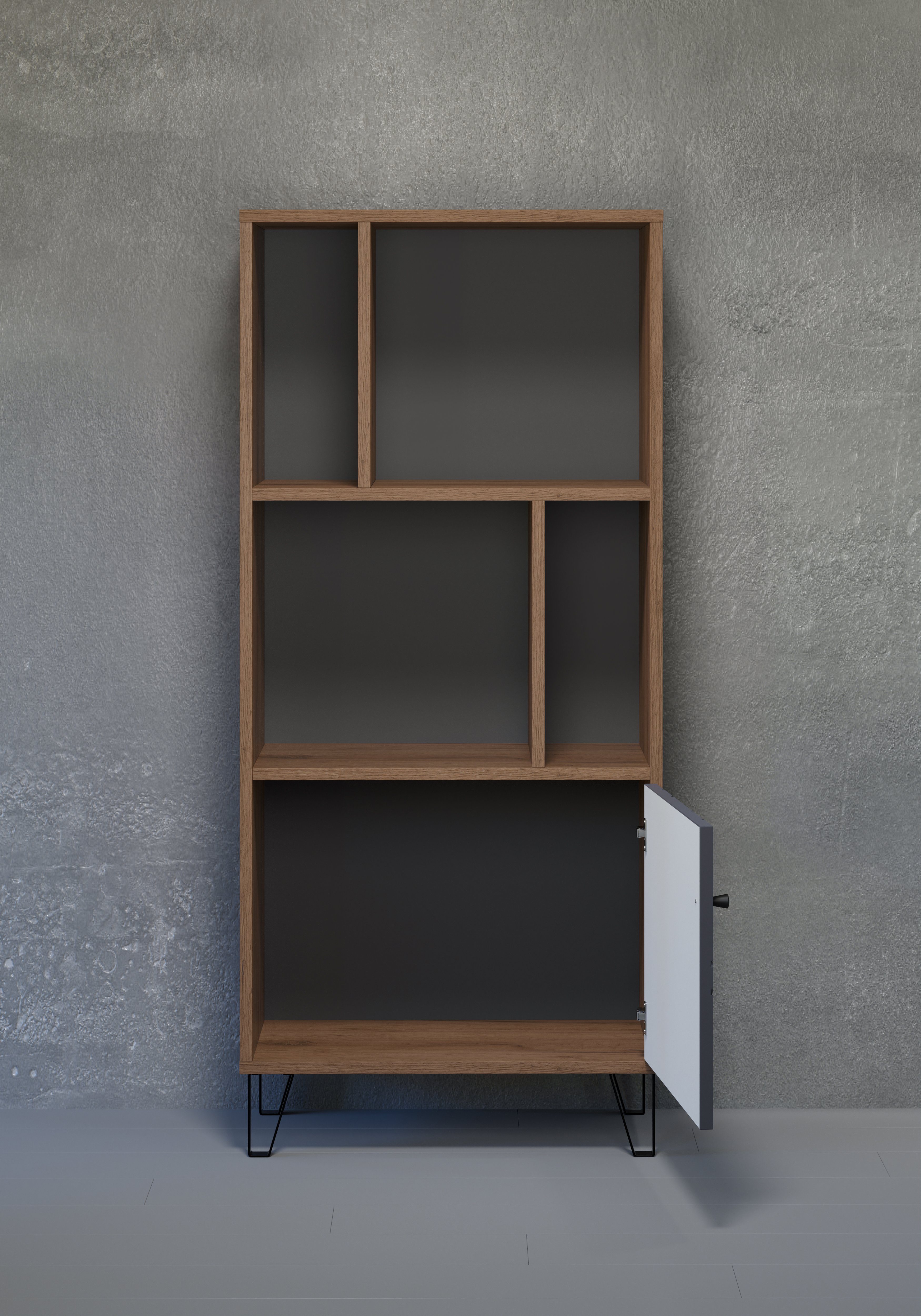 Places of Style Staand rek MOLVENO Boekenrek - matte echt houtlook - Soft-Close-functie, breedte 63 cm (1 stuk)