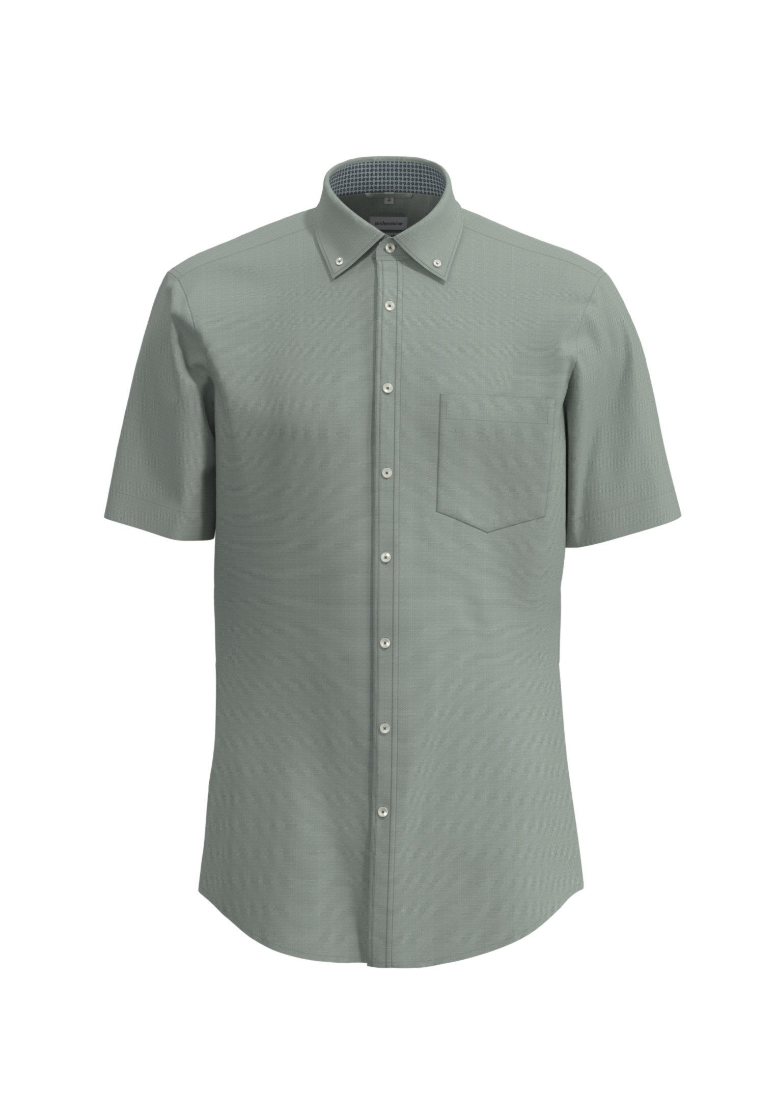 seidensticker Businessoverhemd Comfort korte mouw button-down kraag structuur