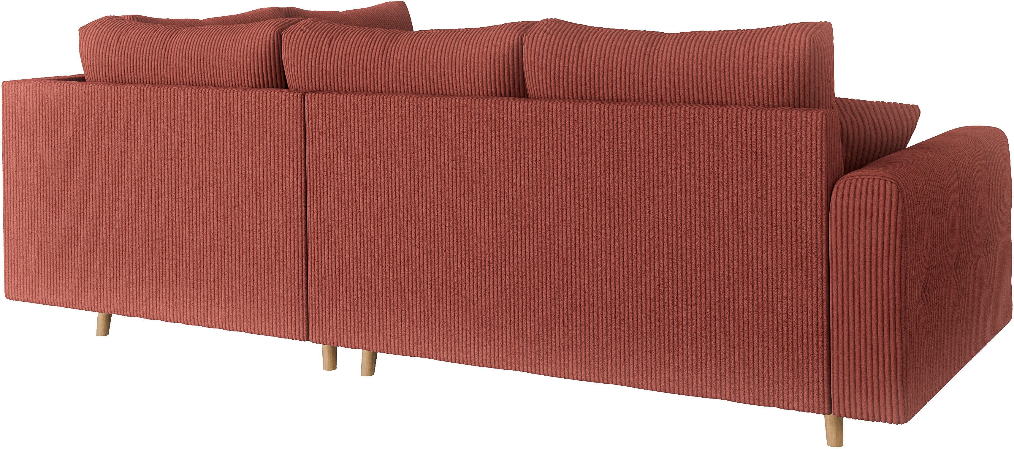 Home affaire Hoekbank CHARRE L-vorm met ottomane, afmetingen B/D/H: 231/161/81 cm fijne stiksels, losse rug- en sierkussens, ook in cord en bouclé
