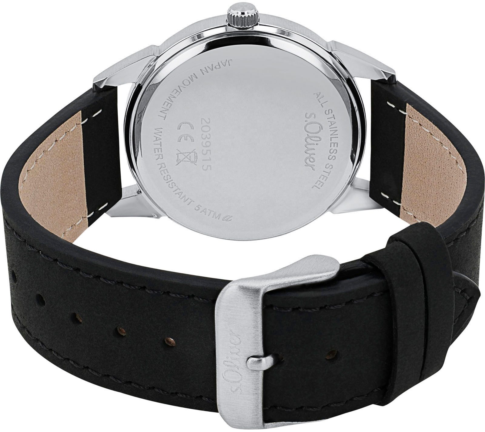 s.Oliver Kwartshorloge Horloge, herenhorloge, leren band, analoog