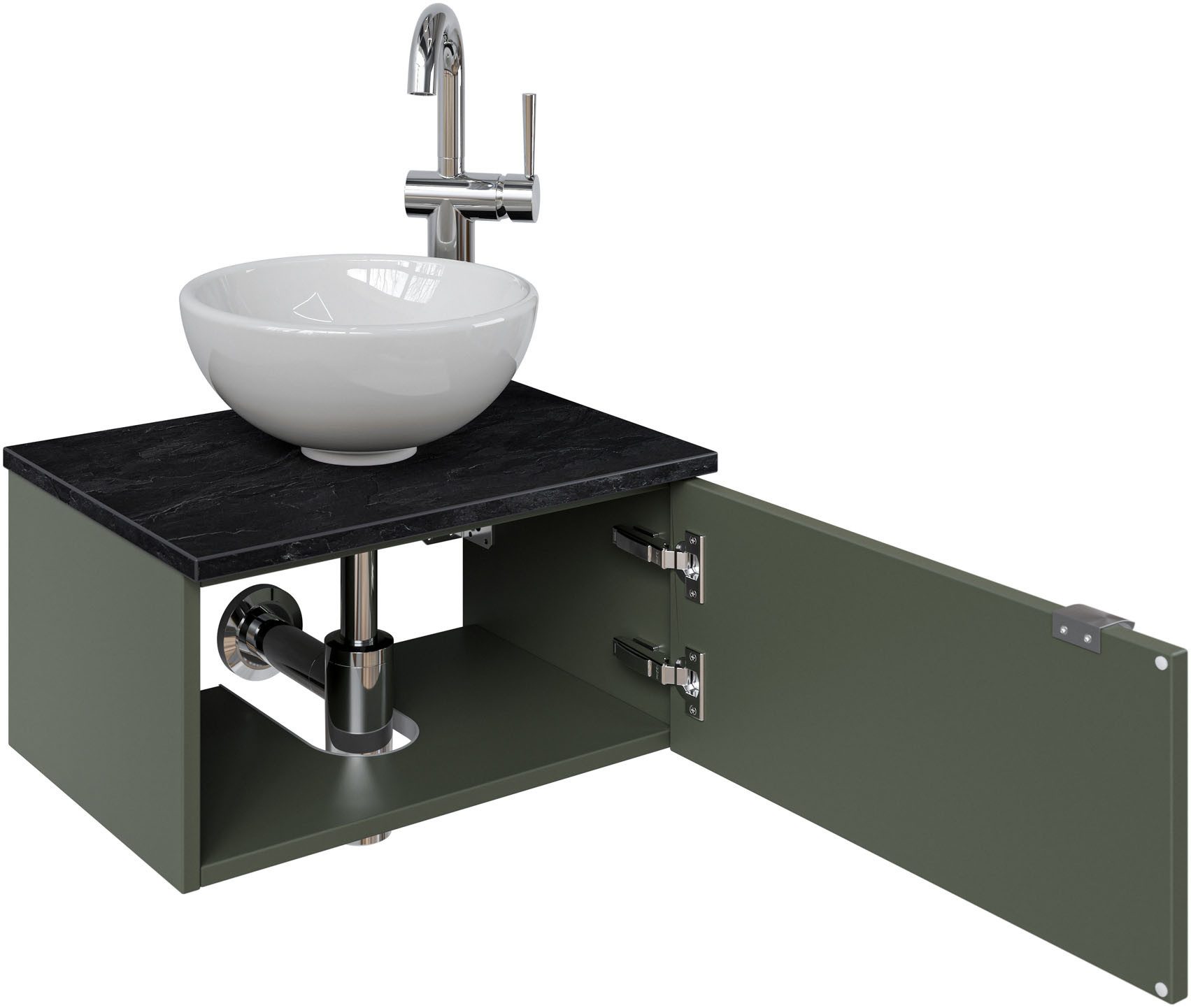 Saphir Wastafelonderkast Serie 6915 wastafel met onderkast voor gastenbadkamer, tweede toilet (3-delig)