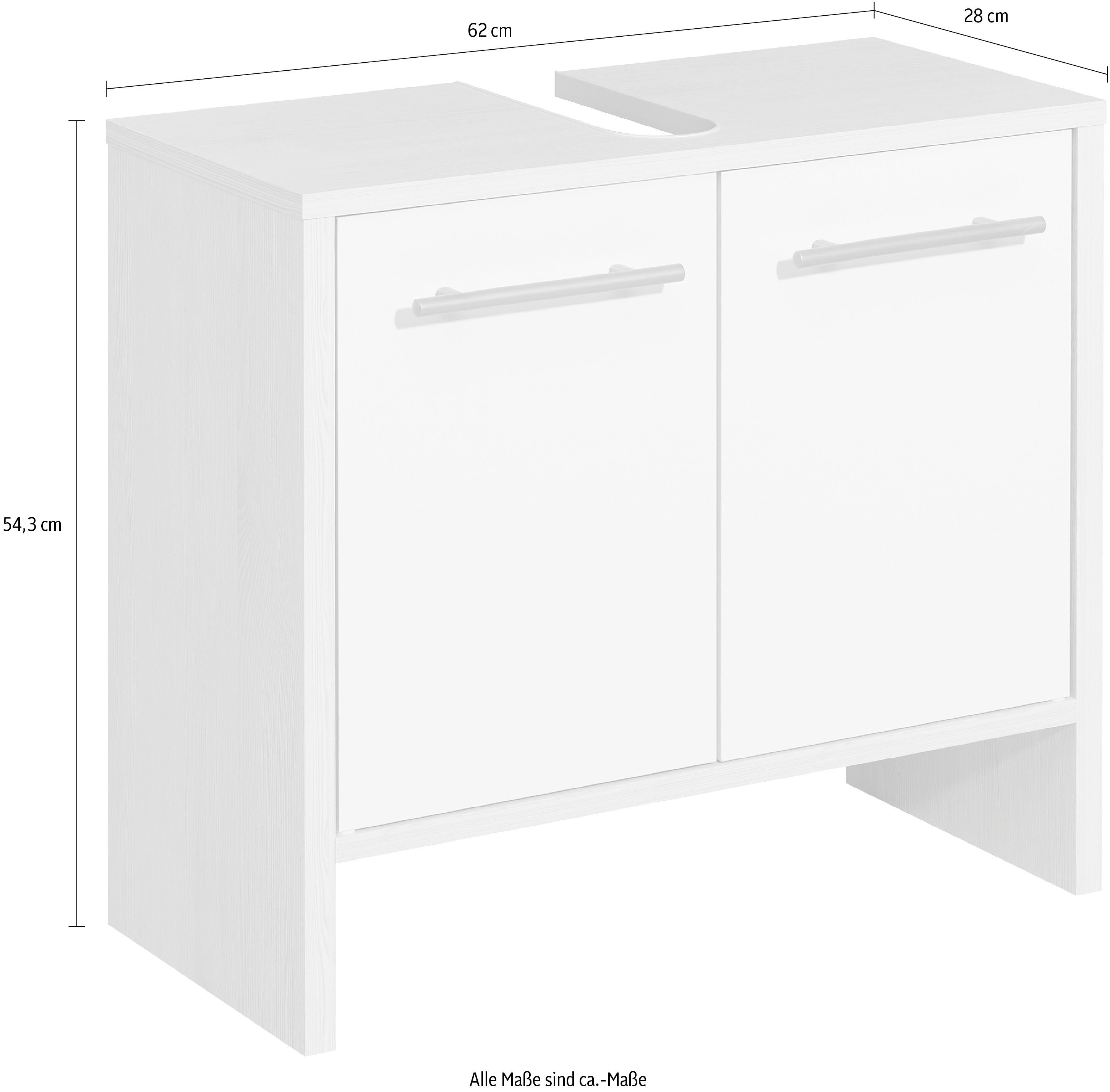 Saphir Wastafelonderkast Quickset 350 Onderkast, 62 cm breed, 2 deuren, licht grenen Ida (1 stuk)