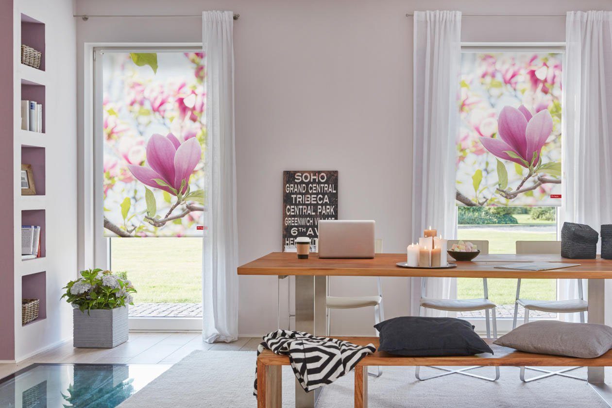 LICHTBLICK Rolgordijn met zijbediening Rolgordijn Klemmfix, zonder boren, verduistering, magnolia - roze (1 stuk)