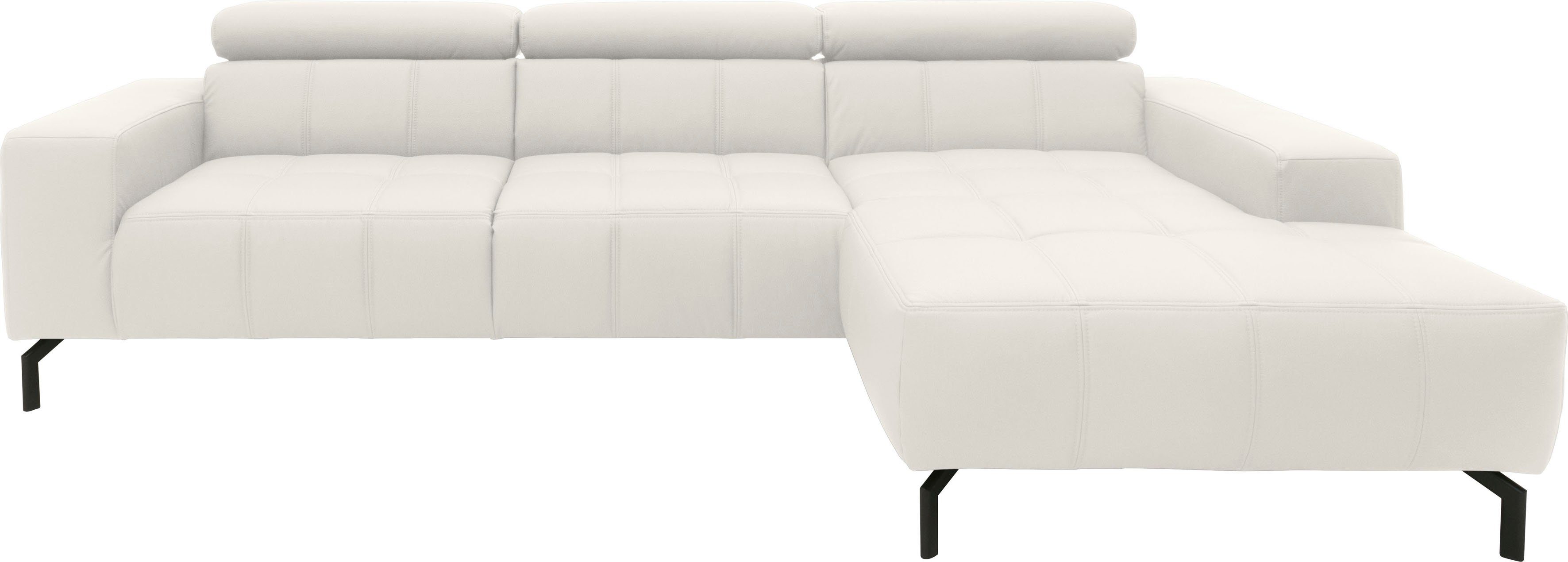 DOMO collection Hoekbank Cunelli mooie zitnaden als designelement, stevige zitcomfort, L-vorm beige, hoekbanken, Met verstelbaar hoofdeind, Mit