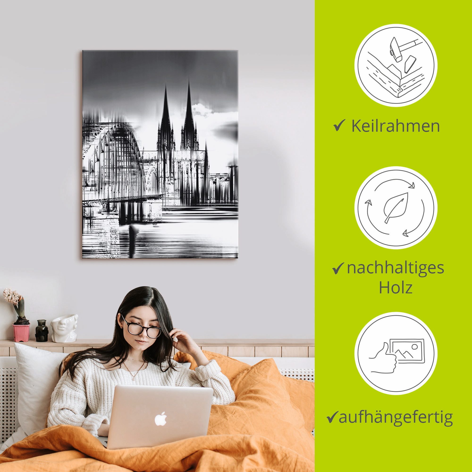 Artland Artprint Keulen Skyline collage III als artprint op linnen, poster, muursticker in verschillende maten
