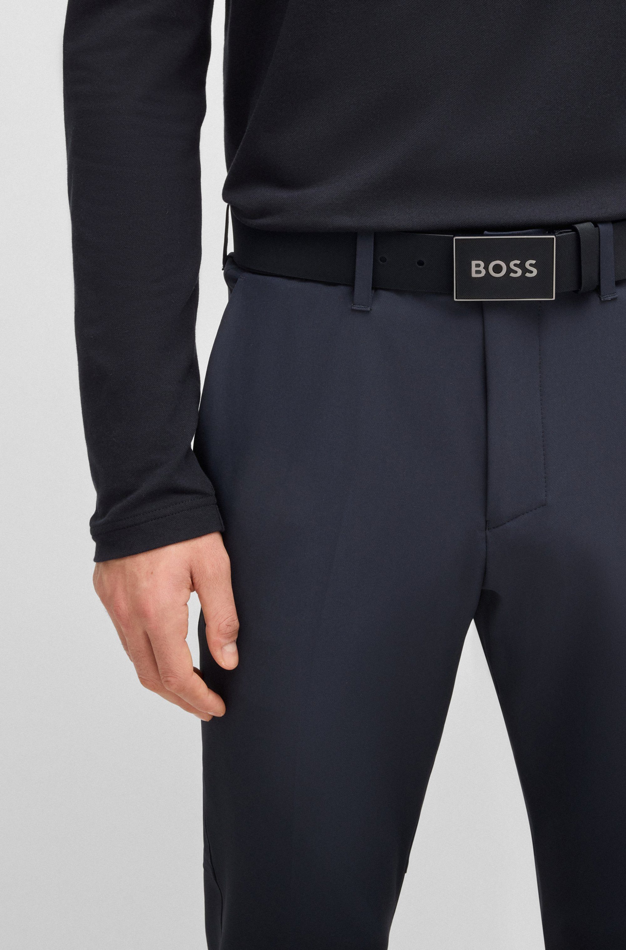 Boss Leren riem Boss Icon-S1 Sz40 met groot boss schrift op de gesp