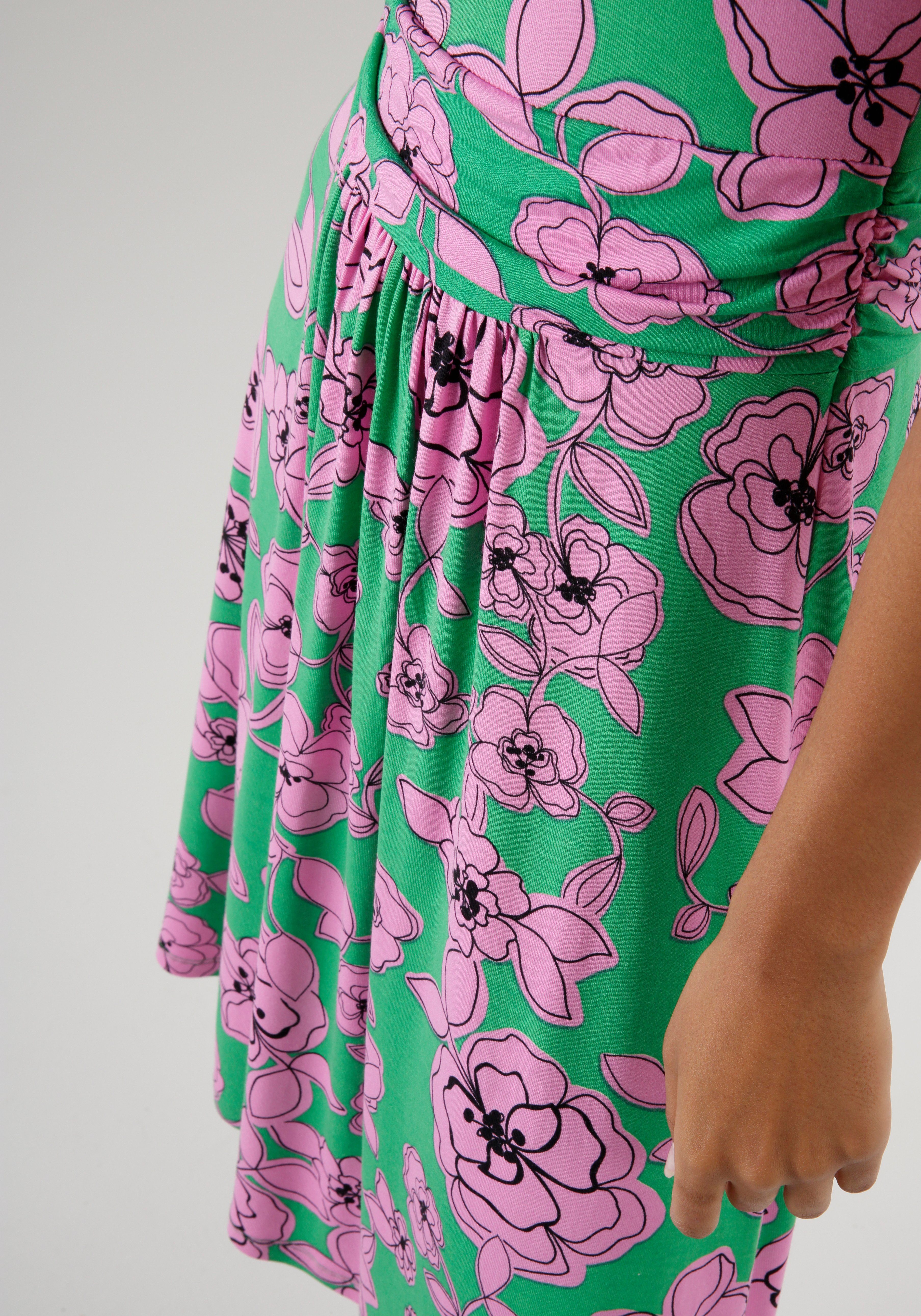 Aniston SELECTED Zomerjurk met tailleband en trendy bloemenprint nieuwe collectie