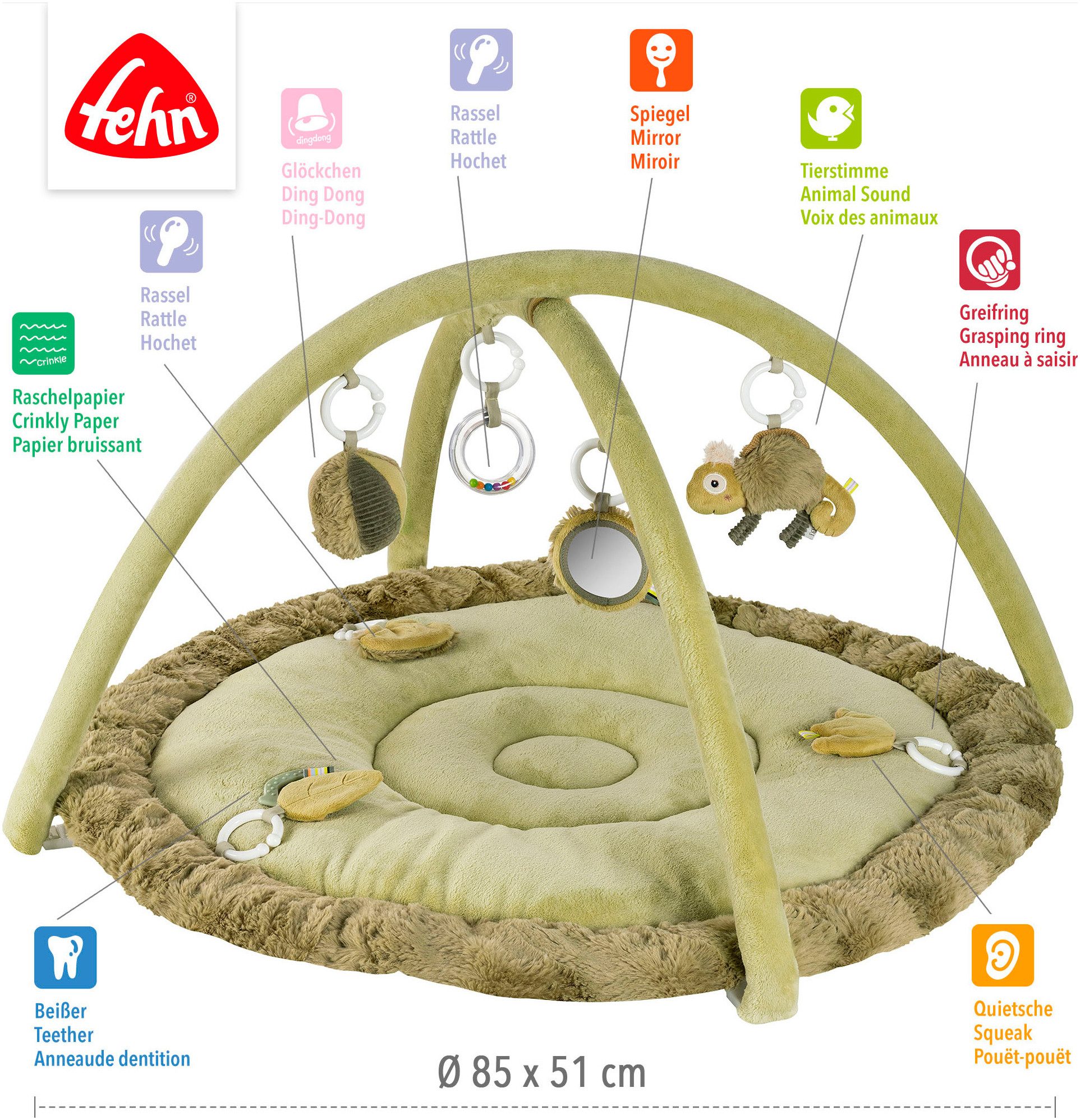 Fehn Speelboog Lazy, Crazy & Pink, Kameleon, 3-D-Activity-Dek