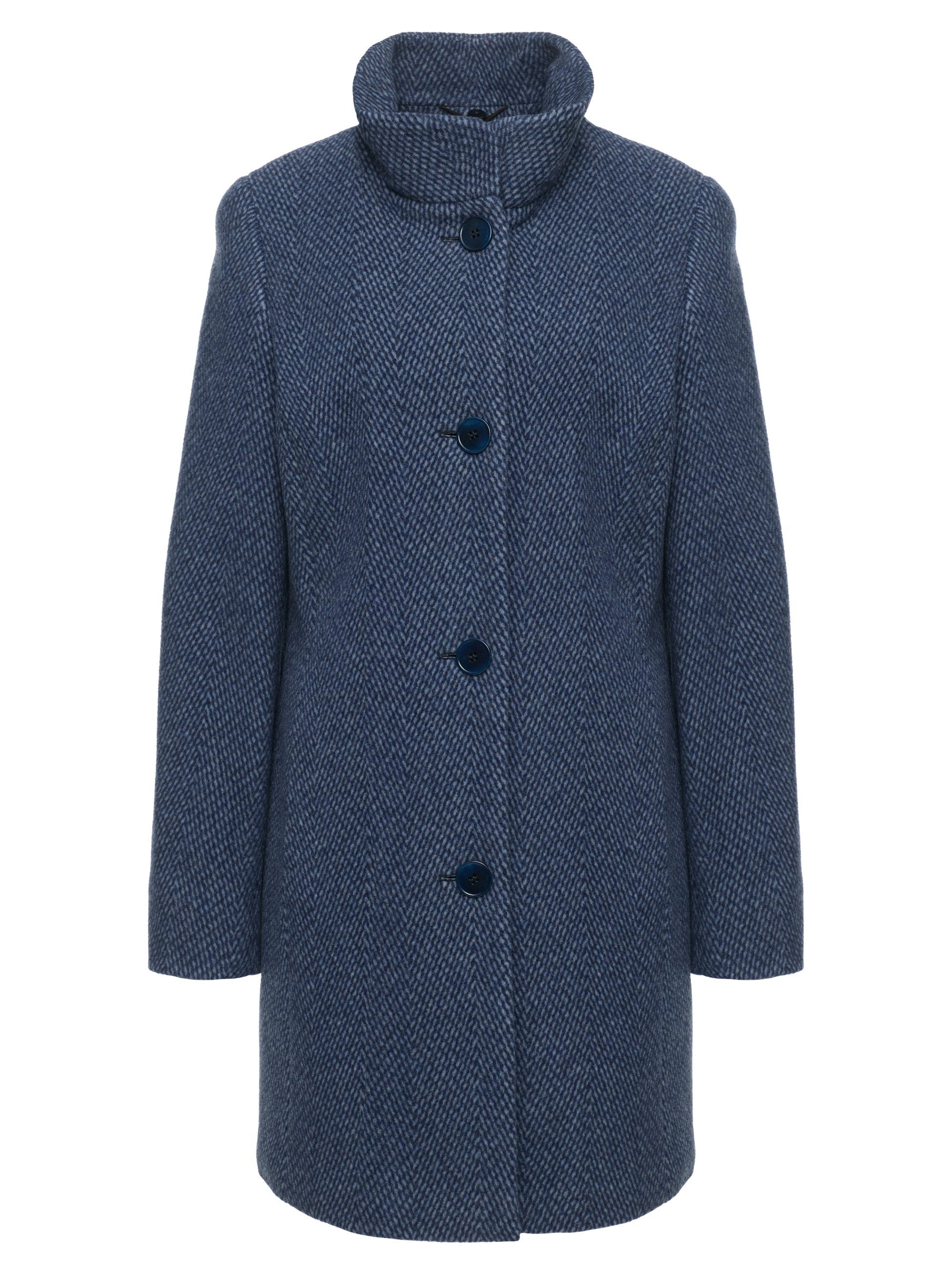 MANISA Wollen jack met opstaande kraag en capuchon, in tweed-look