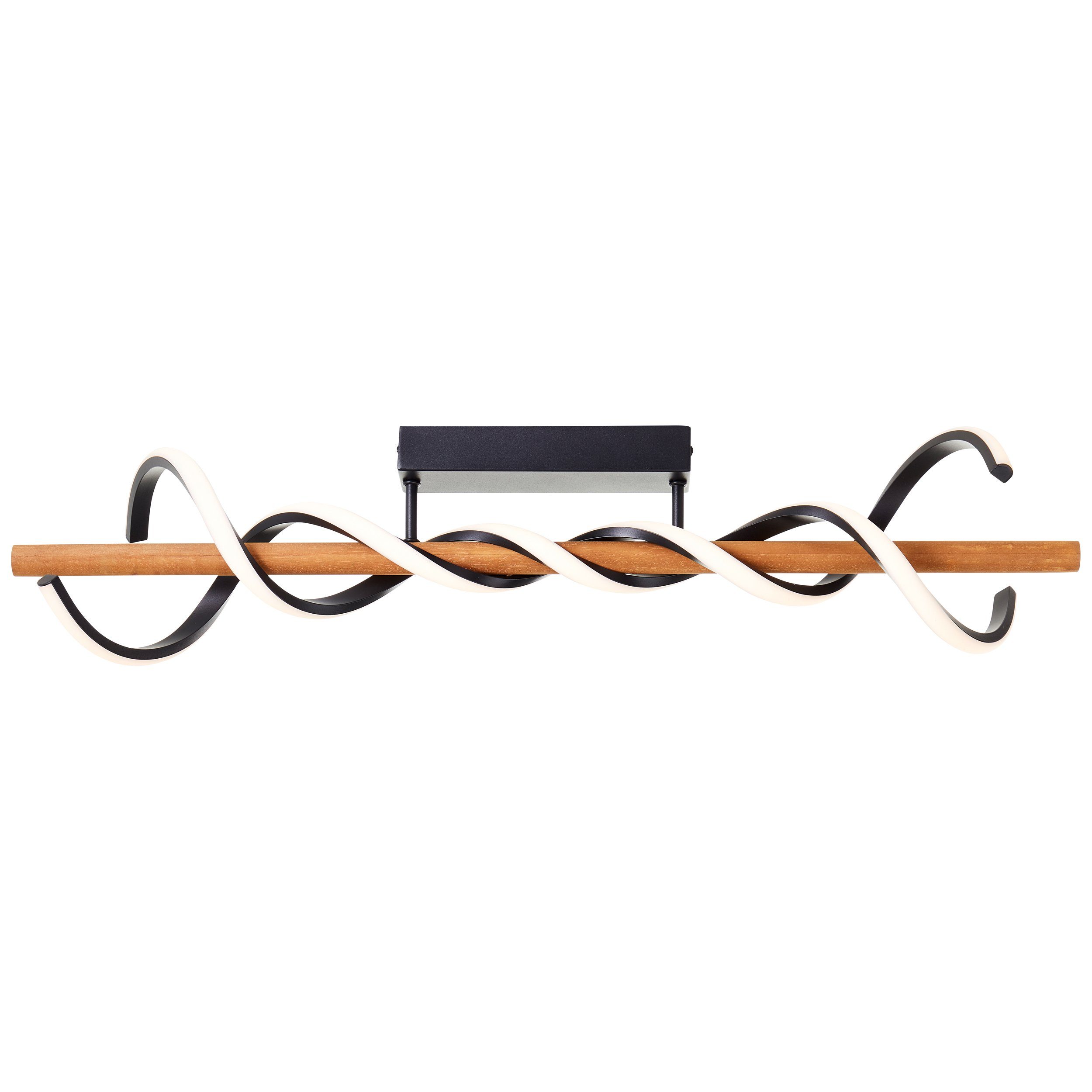 Brilliant Leuchten Led-plafondlamp Amalia 80 cm, 5200 lumen, 3000k, dimbaar, hout, zwart/bruin (1 stuk)