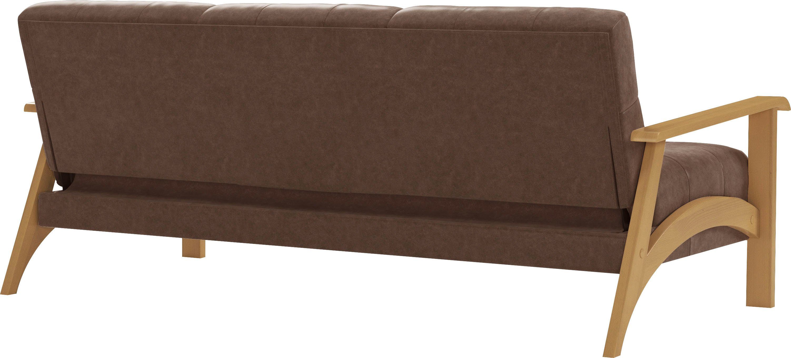 sit&more 3-zitsbank Billund Armleuningen van eikenkleurig beukenhout, verschillende bekledingen en kleuren
