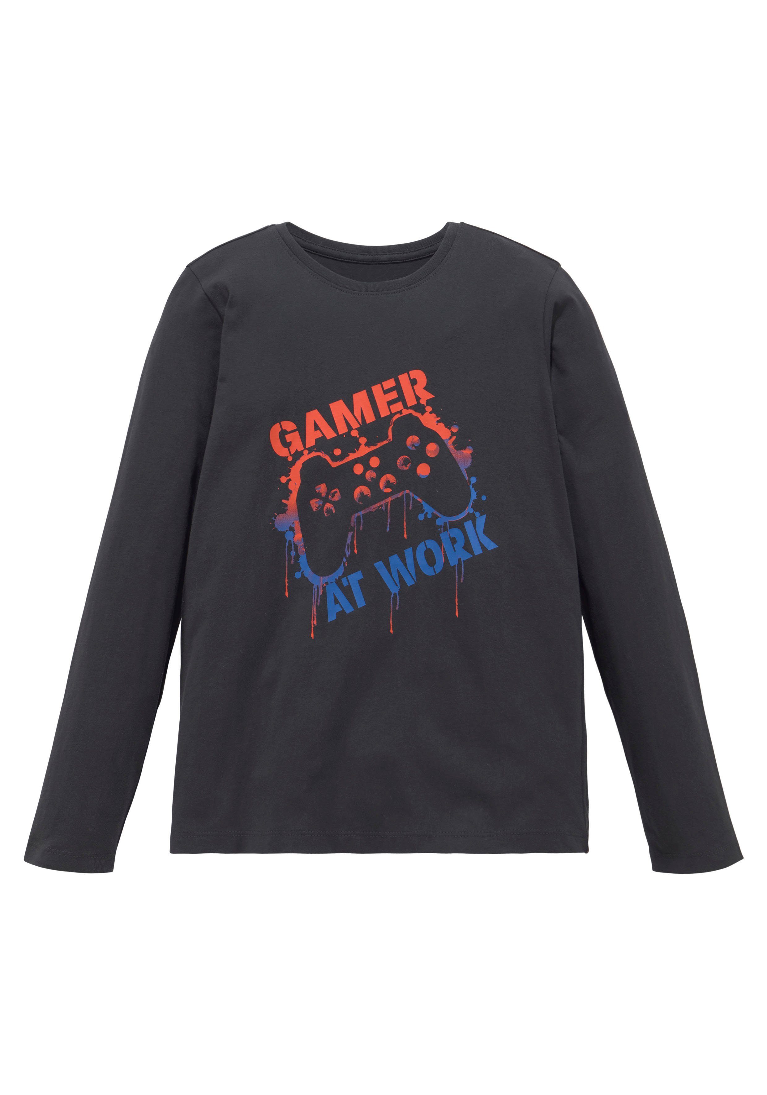 KIDSWORLD Shirt met lange mouwen GAMER AT WORK lange mouwen, van katoen, van jersey stof