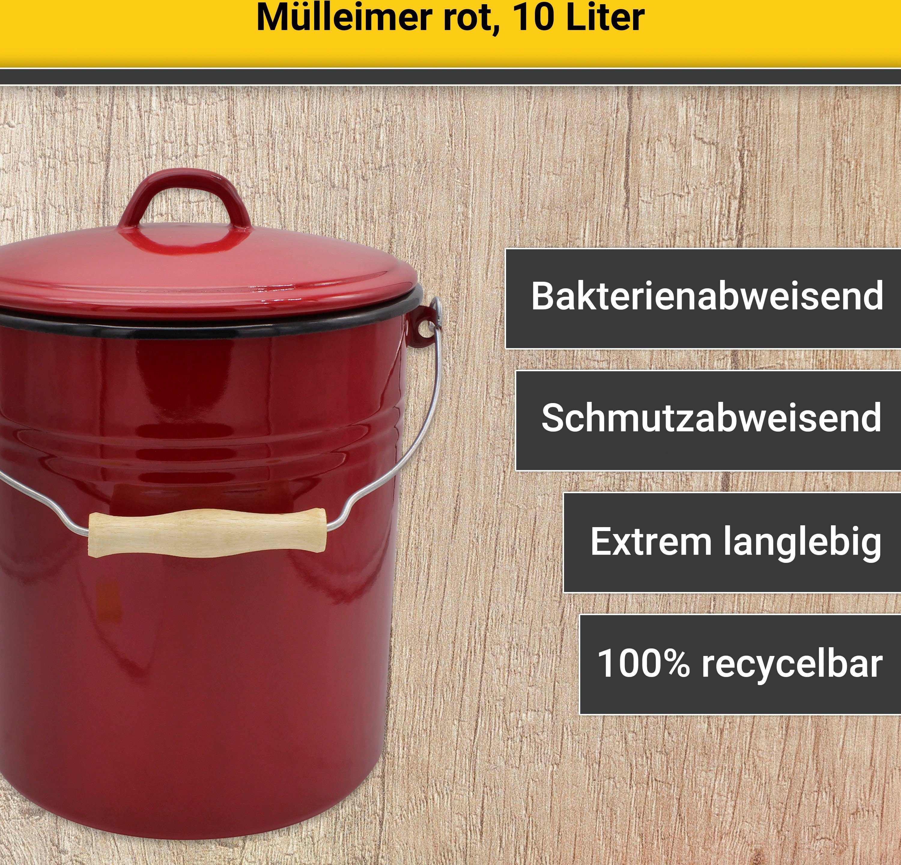 Krüger Vuilnisemmer Emaille prullenbak met deksel Serie Rio snij- / krassbestendige oppervlakte, bacteriewerend, extreem duurzaam (2-delig)