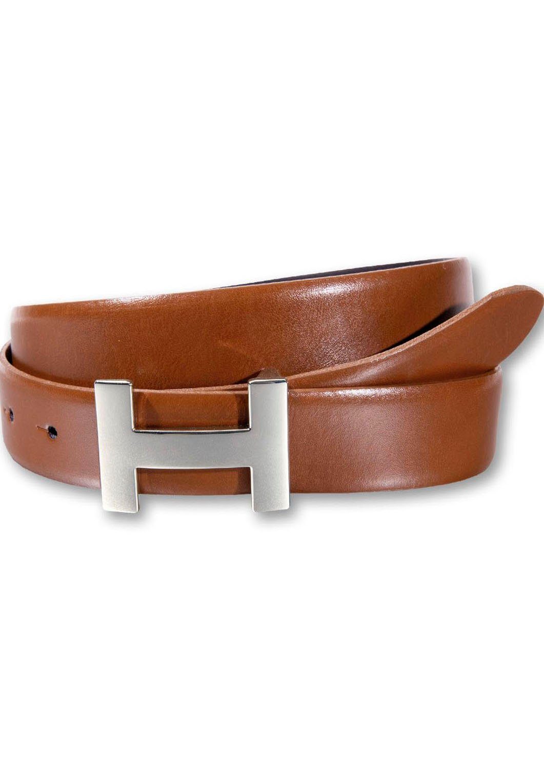 Silbergift Leren riem met exclusieve designsluiting