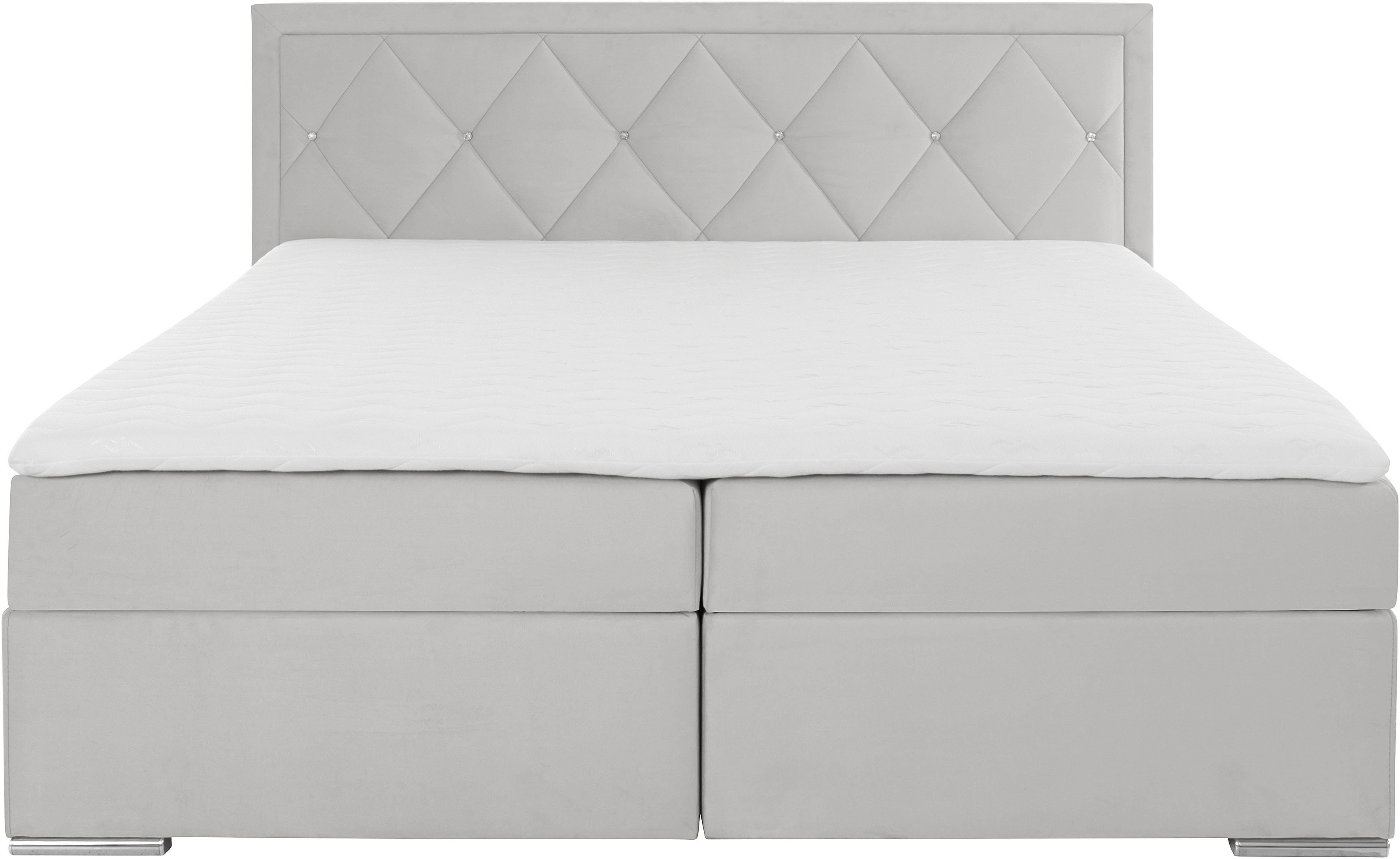 Leonique Boxspring Alfie, bestseller, optioneel met bedlade met strassteentjes in het hoofdbord, h2, h3 en h4 ter keuze