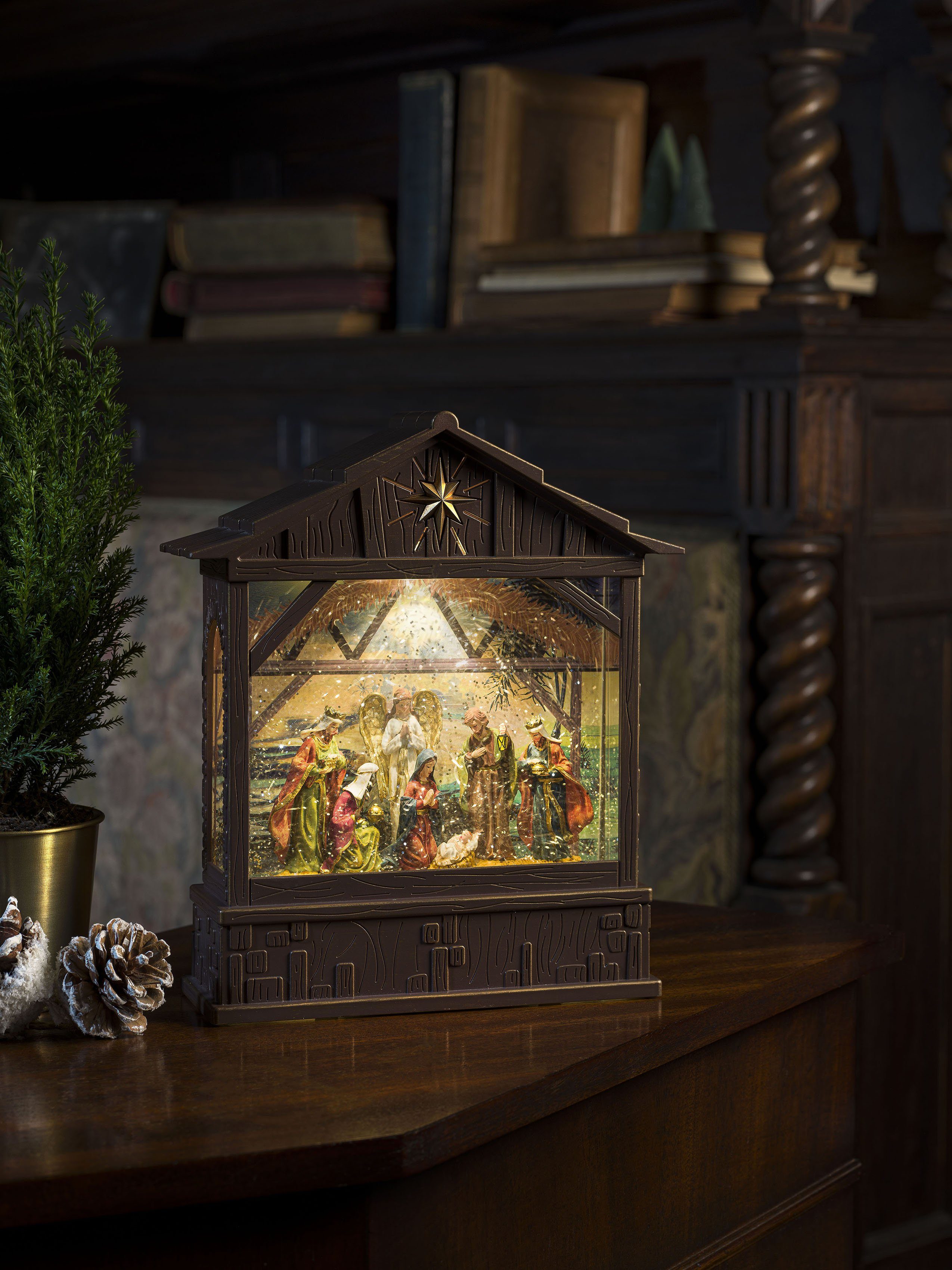 KONSTSMIDE Led lantaarn Kerst versiering Led-waterlantaarn, "Kribbe met kindeke Jezus" (1 stuk)