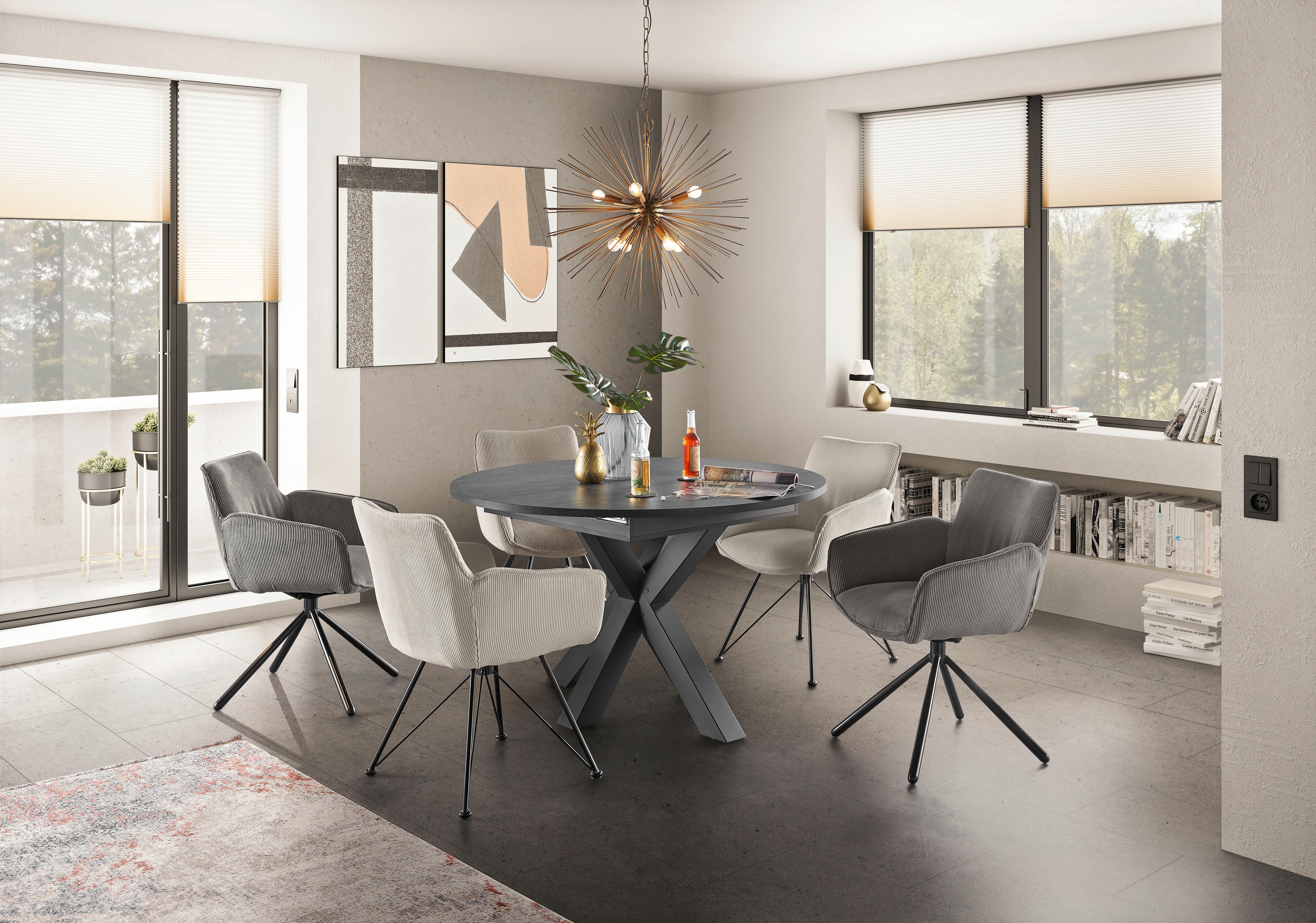 set one by Musterring Eettafel New Atlanta met ronde plaat, uitschuifbaar, stervoet, afmetingen ø130 cm (170x130 cm)