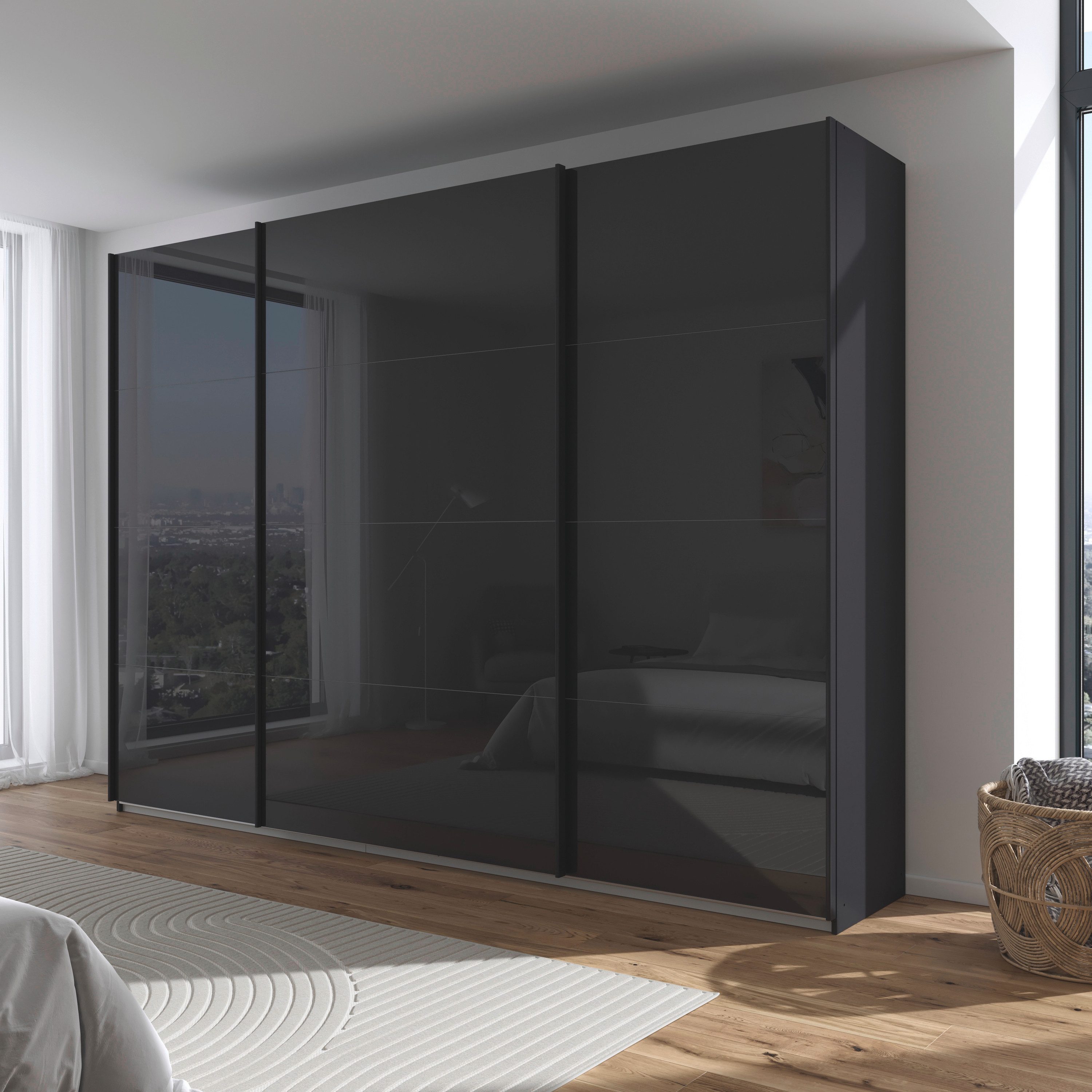 rauch Schuifdeurkast Kledingkast Kast Garderobe AGORDO met Glasfront doordachte binnenuitrusting, in 4 breedtes en 2 hoogtes made in germany